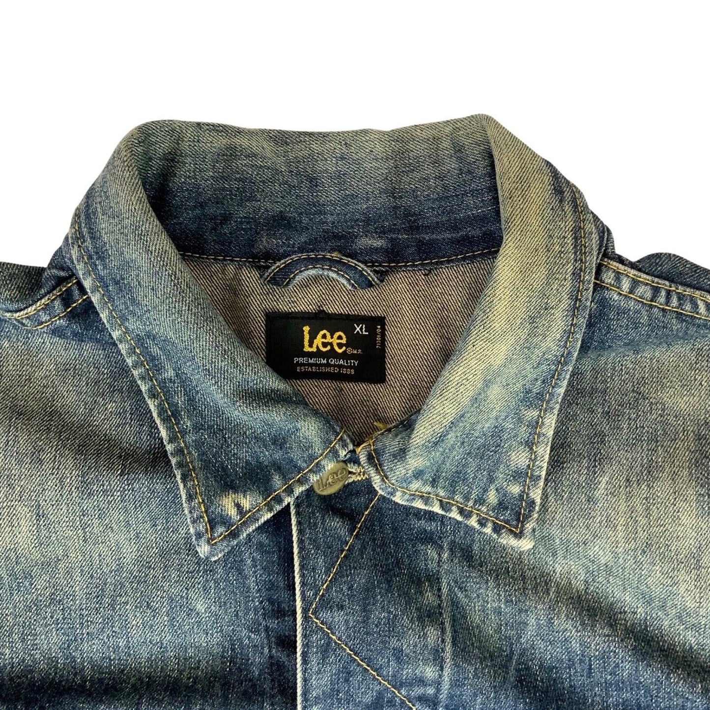 VTG NOUGHTIES Y2K LEE RIDER SLIM DENIM JACKET TRUCKER ROCKABILLY MOD XL 48” (44)