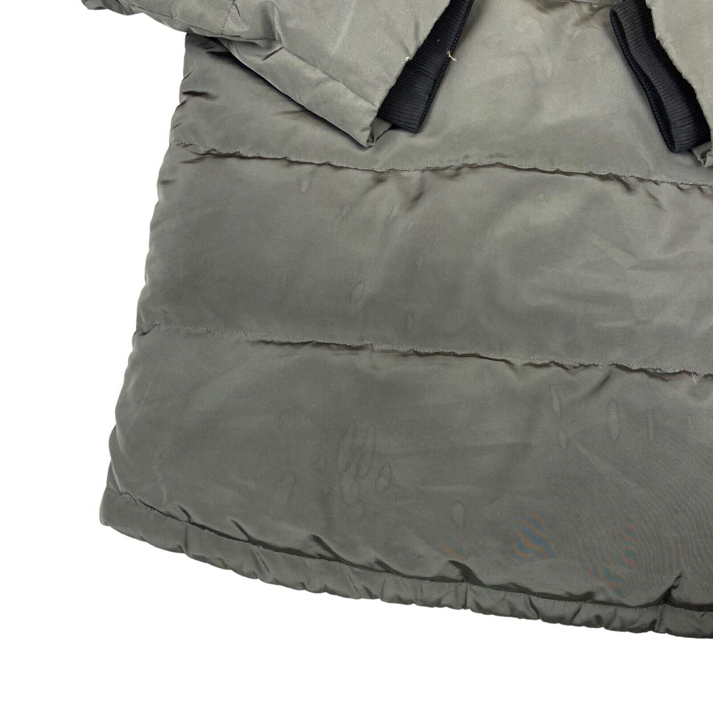 Vintage 00s Grey Khaki Tommy Hilfiger Hooded Down Feather Long Puffa Jacket L