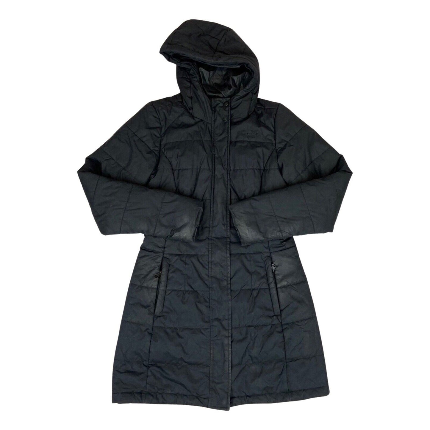 Vintage 00s Black The North Face Mid Length Hooded Puffa Jacket 8 10 S