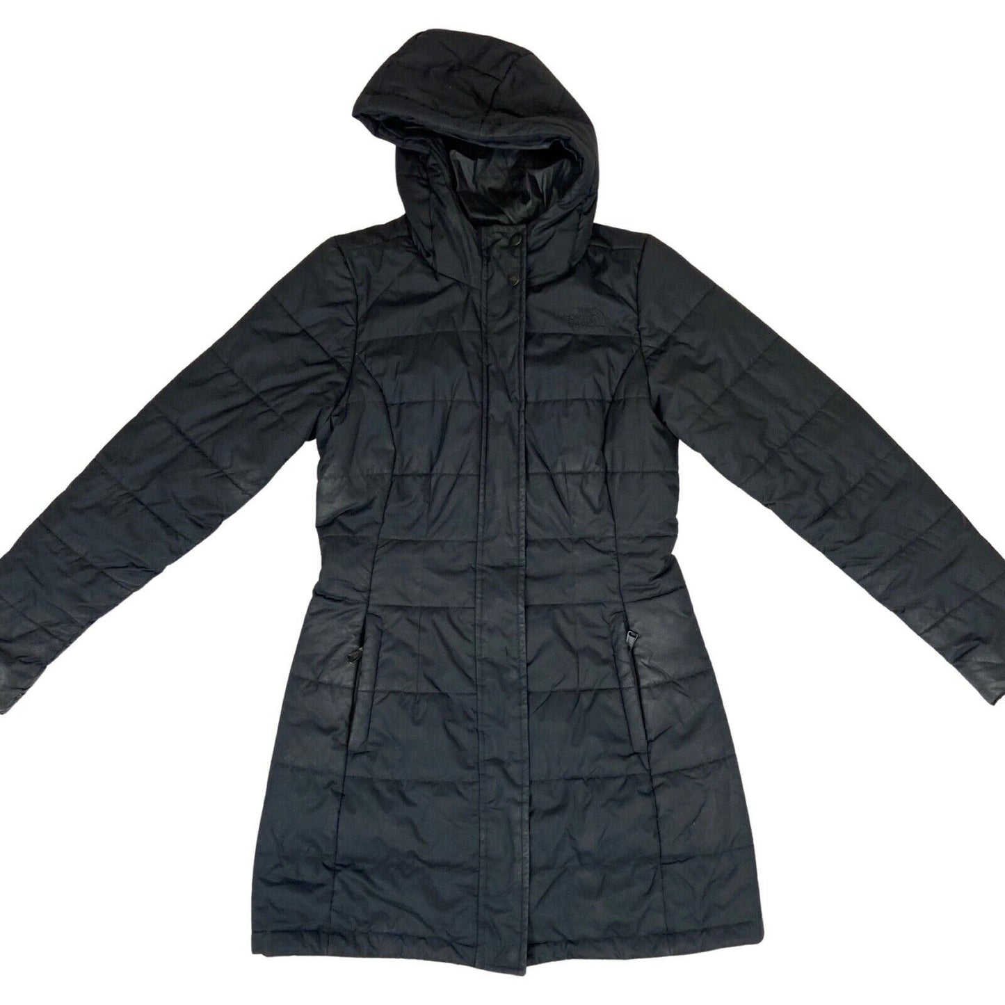 Vintage 00s Black The North Face Mid Length Hooded Puffa Jacket 8 10 S