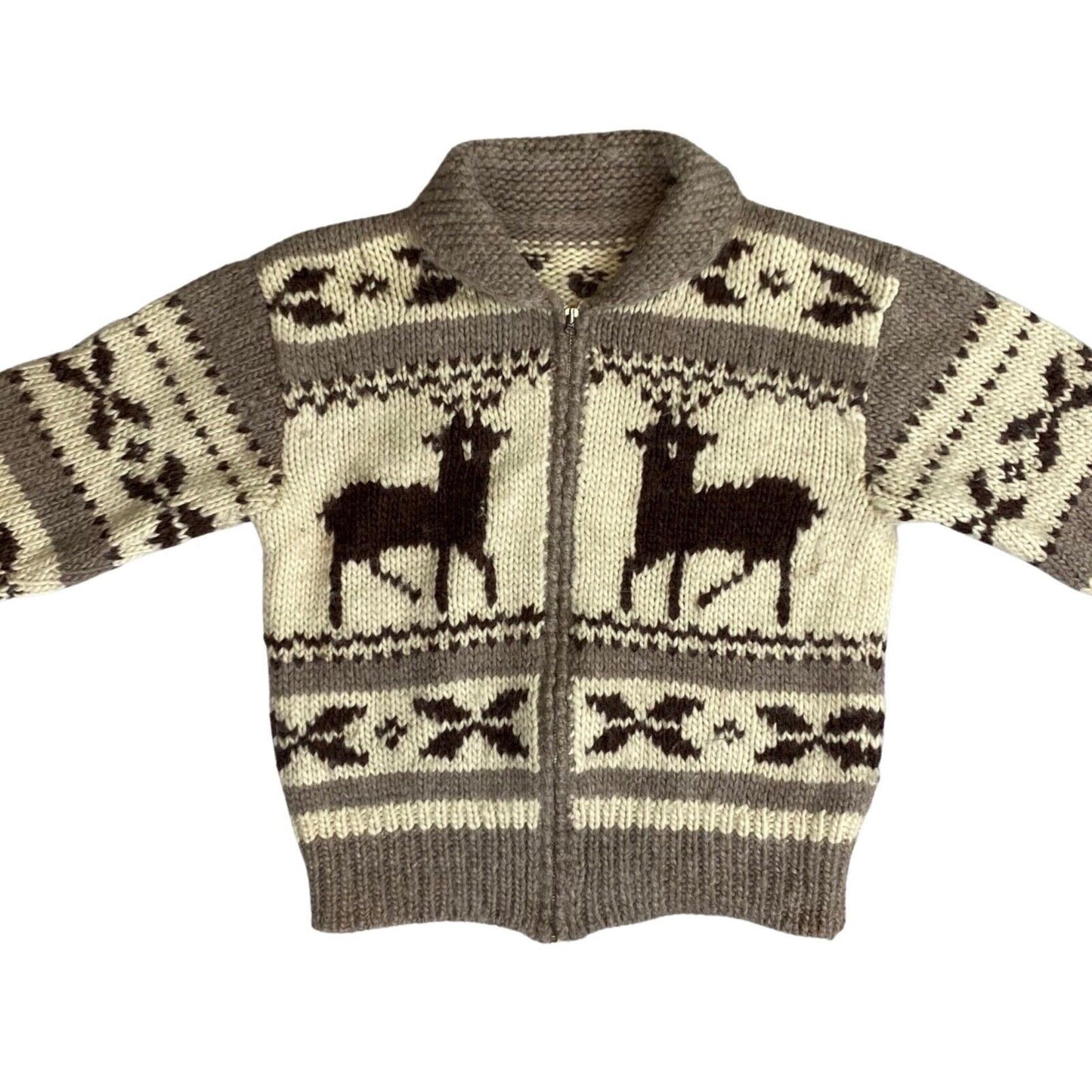 VTG USA MENS NATIVE CANADA COWICHAN GRAPHIC KNIT ROCKABILLY CARDIGAN 44” (40)