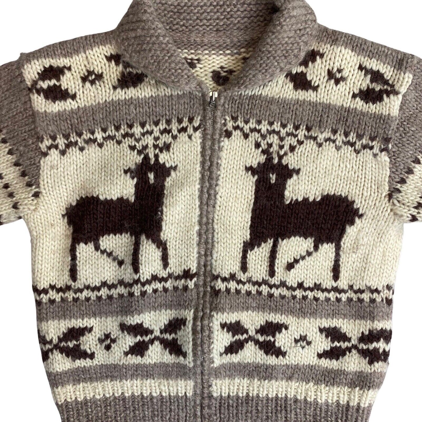 VTG USA MENS NATIVE CANADA COWICHAN GRAPHIC KNIT ROCKABILLY CARDIGAN 44” (40)