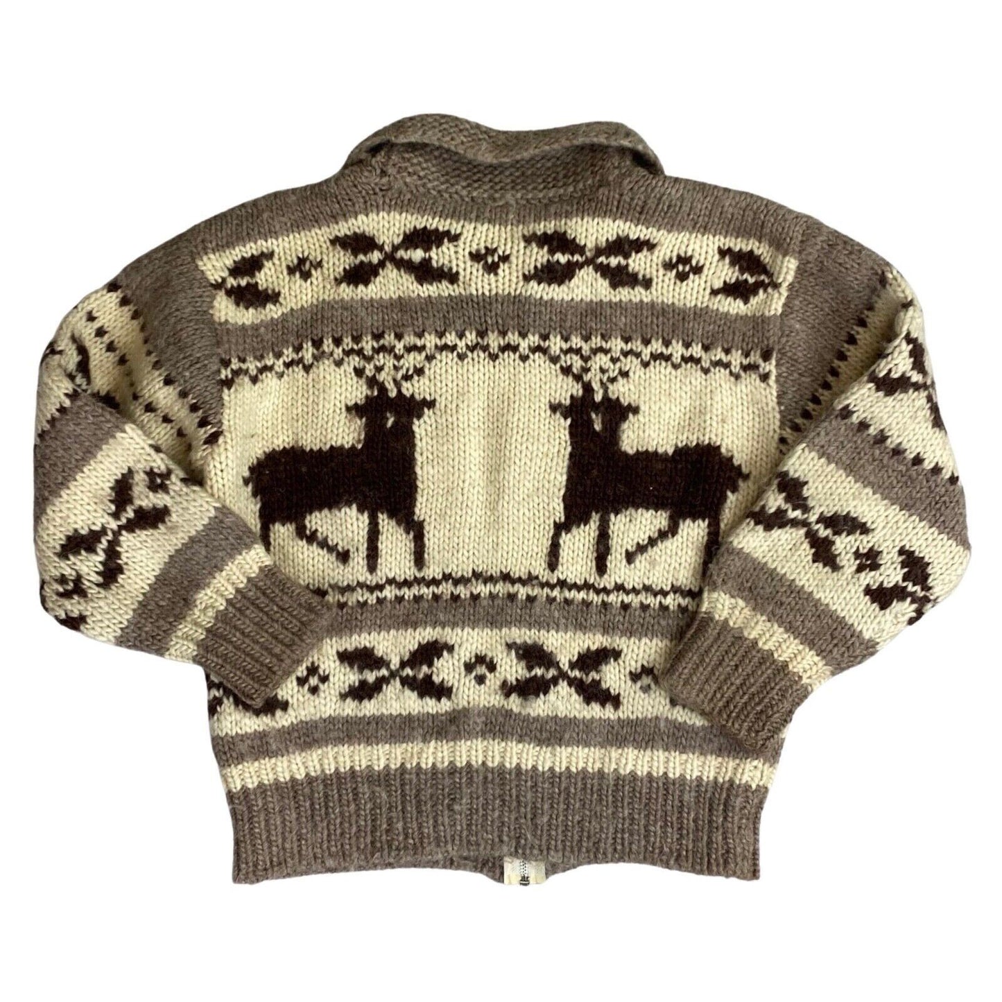 VTG USA MENS NATIVE CANADA COWICHAN GRAPHIC KNIT ROCKABILLY CARDIGAN 44” (40)