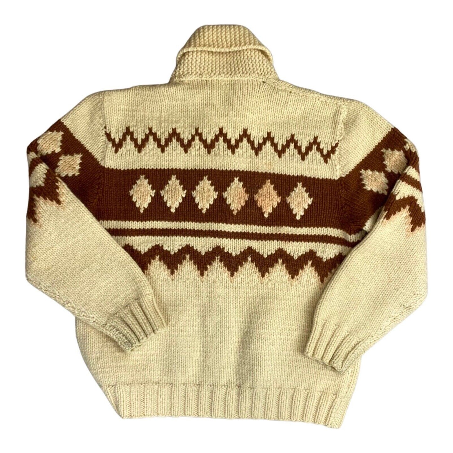 VTG 50s USA MENS MARY MAXIM COWICHAN GRAPHIC KNIT ROCKABILLY CARDIGAN 46” (42)