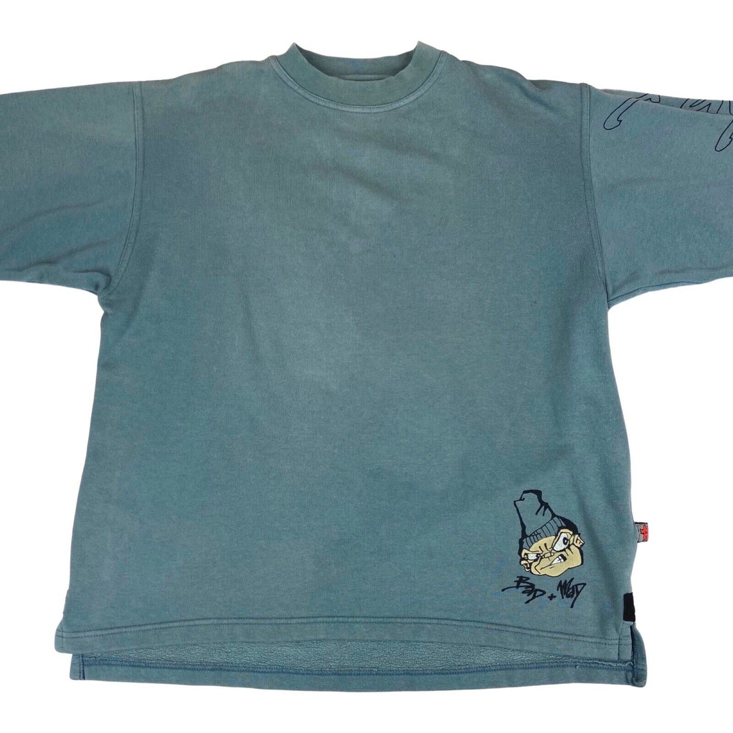 Vintage 00s Y2k Faded Blue Bad + Mad Graphic Printed Sweatshirt Skate XL