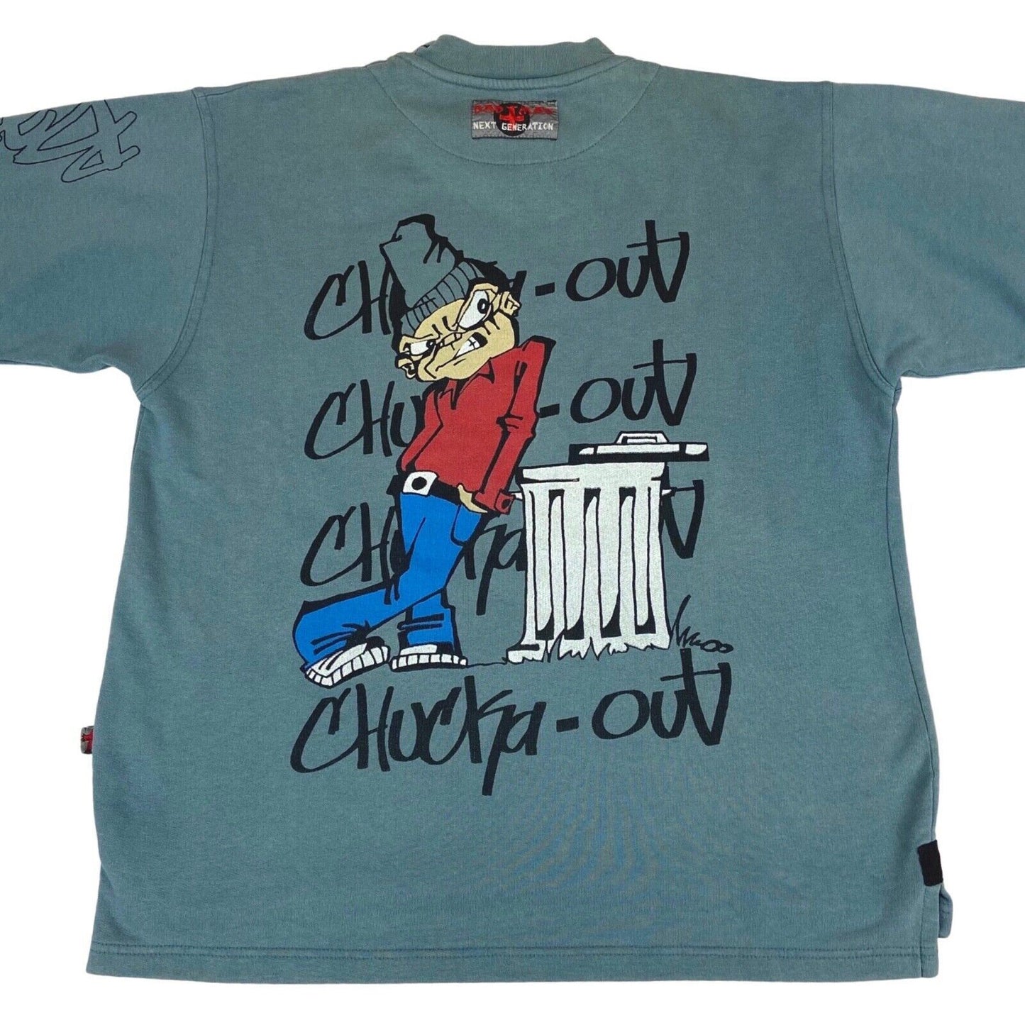 Vintage 00s Y2k Faded Blue Bad + Mad Graphic Printed Sweatshirt Skate XL