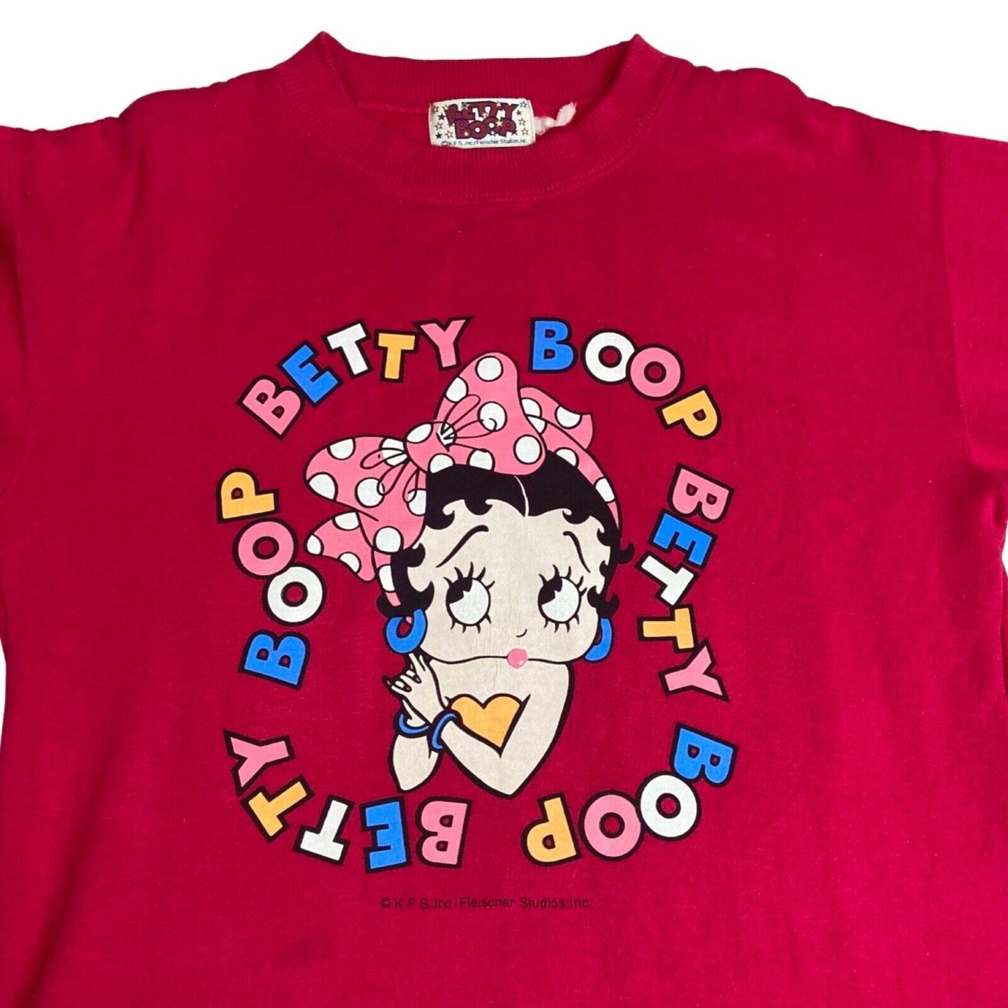 Vintage 80s 90s Pink Betty Boop Graphic Print Crew Neck Jumper 16 18 L