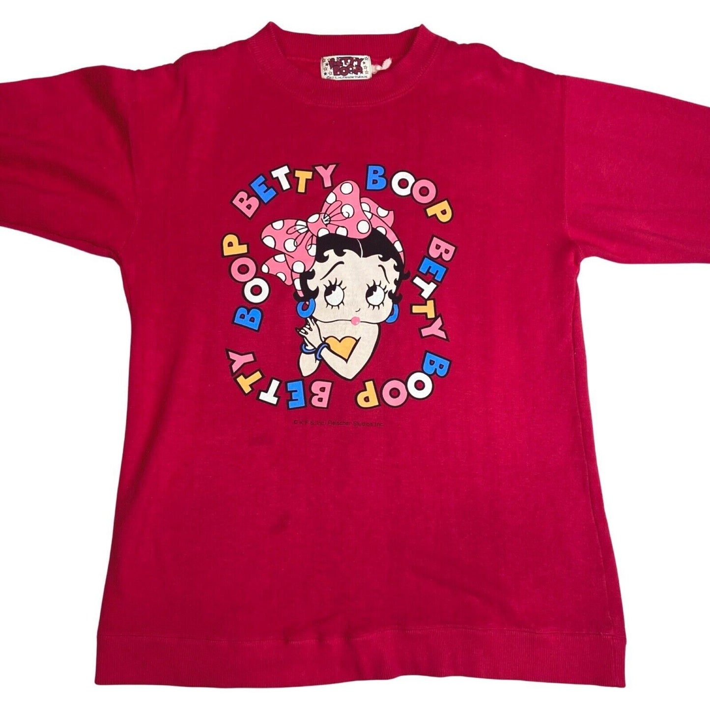 Vintage 80s 90s Pink Betty Boop Graphic Print Crew Neck Jumper 16 18 L