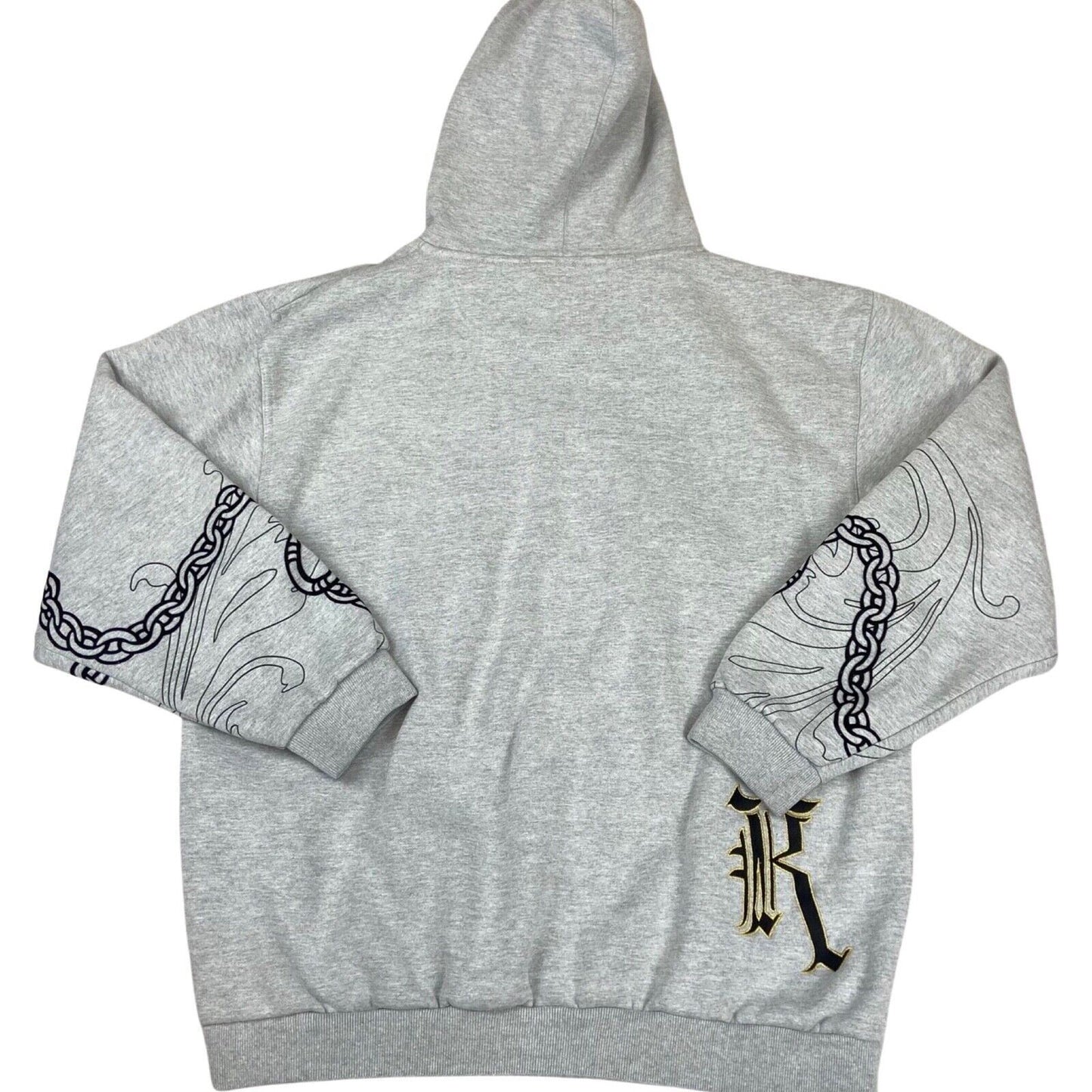 Vintage Y2K Grey Karl Kani Gold Detailing Embroidered Velour Graphic Hoodie XL
