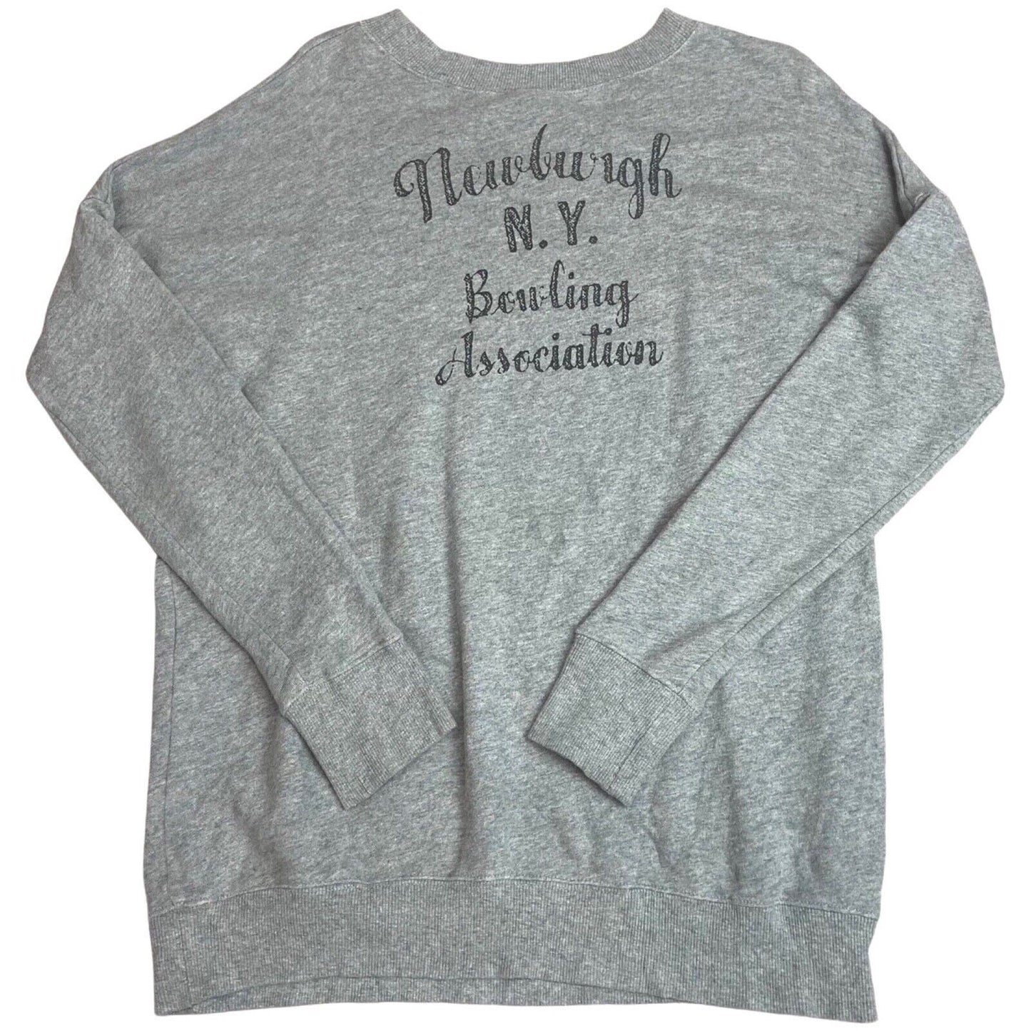 Vintage 90s 00s Grey Tied Graphic Print Crew Neck Jumper L