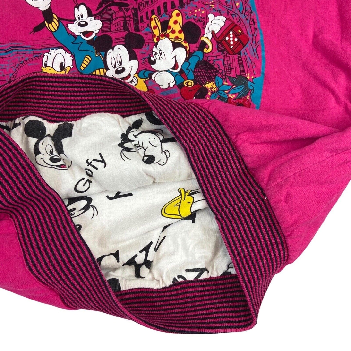 Vintage 00s Pink Disney Paris Mikey Mouse Graphic Reversible Sweatshirt L 14 16