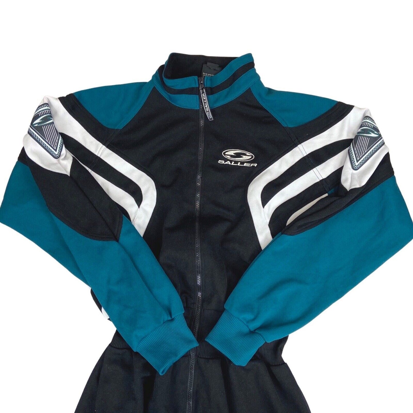 Vintage 90s Black Dark Teal Saller Jumpsuit Tracksuit Boiler Suit One Piece XL