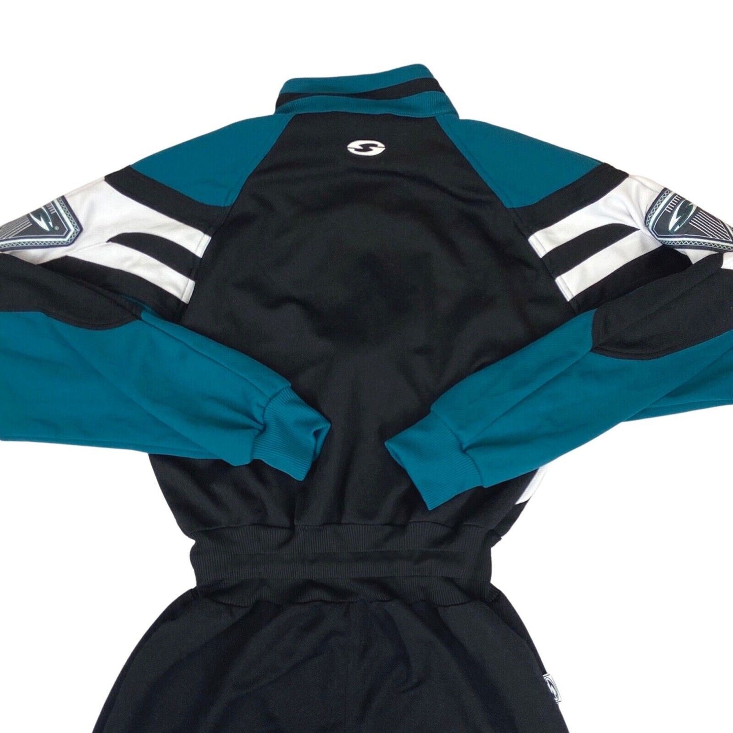Vintage 90s Black Dark Teal Saller Jumpsuit Tracksuit Boiler Suit One Piece XL