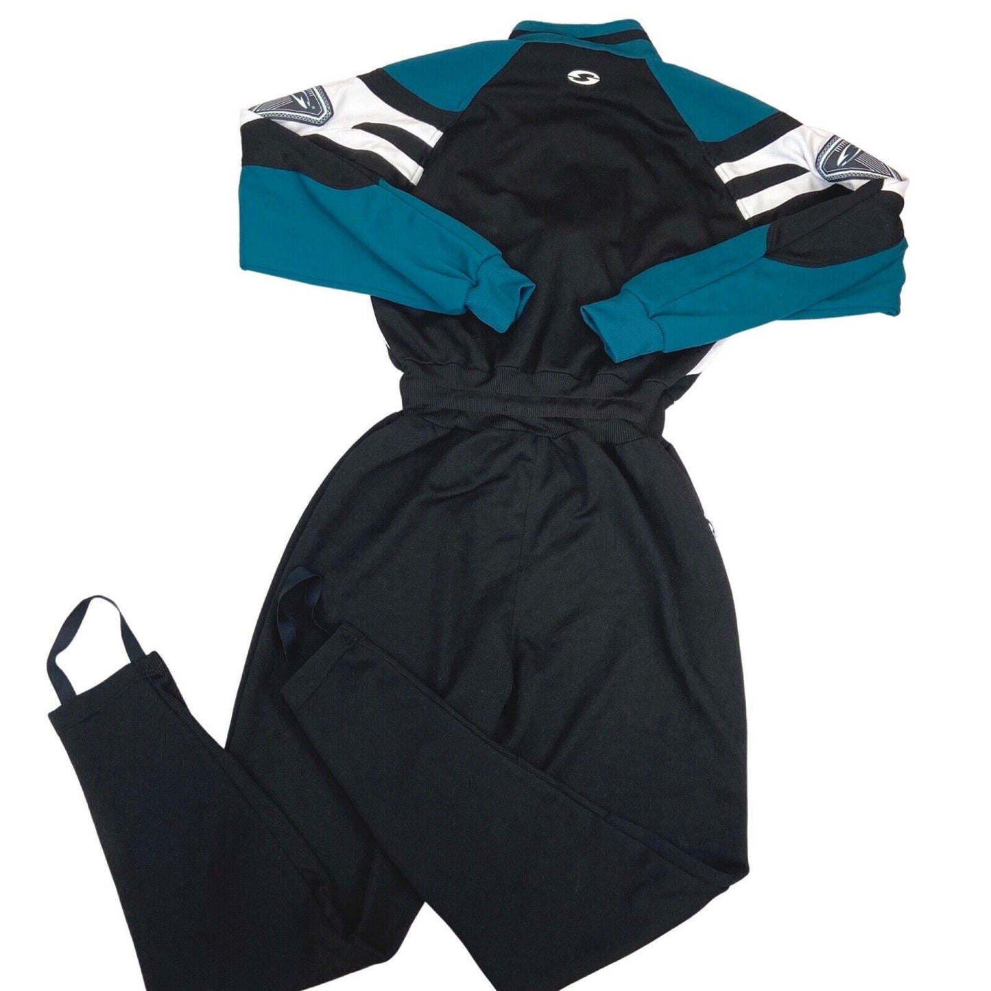 Vintage 90s Black Dark Teal Saller Jumpsuit Tracksuit Boiler Suit One Piece XL