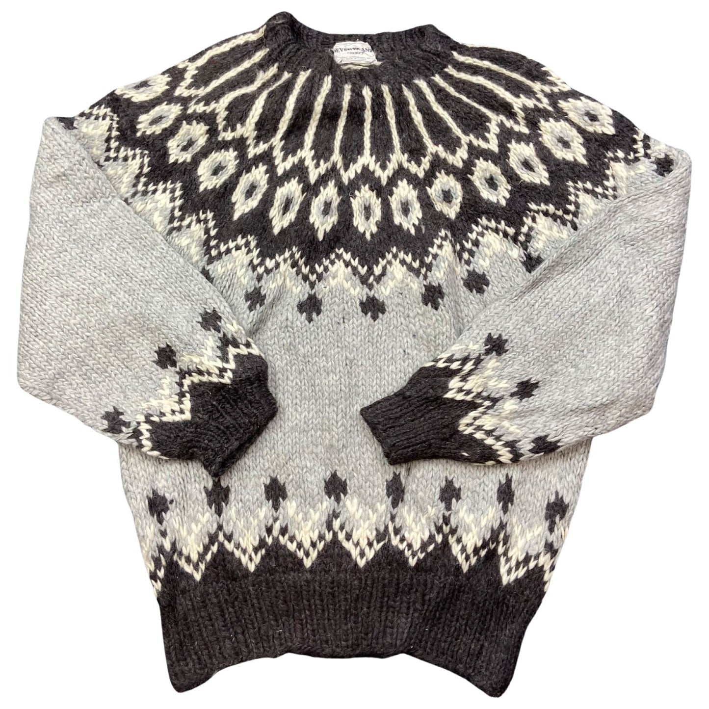 VTG ICELANDIC STYLE HANDKNIT JUMPER SWEATER SCANDINAVIAN NORWEGIAN 47” (44) L