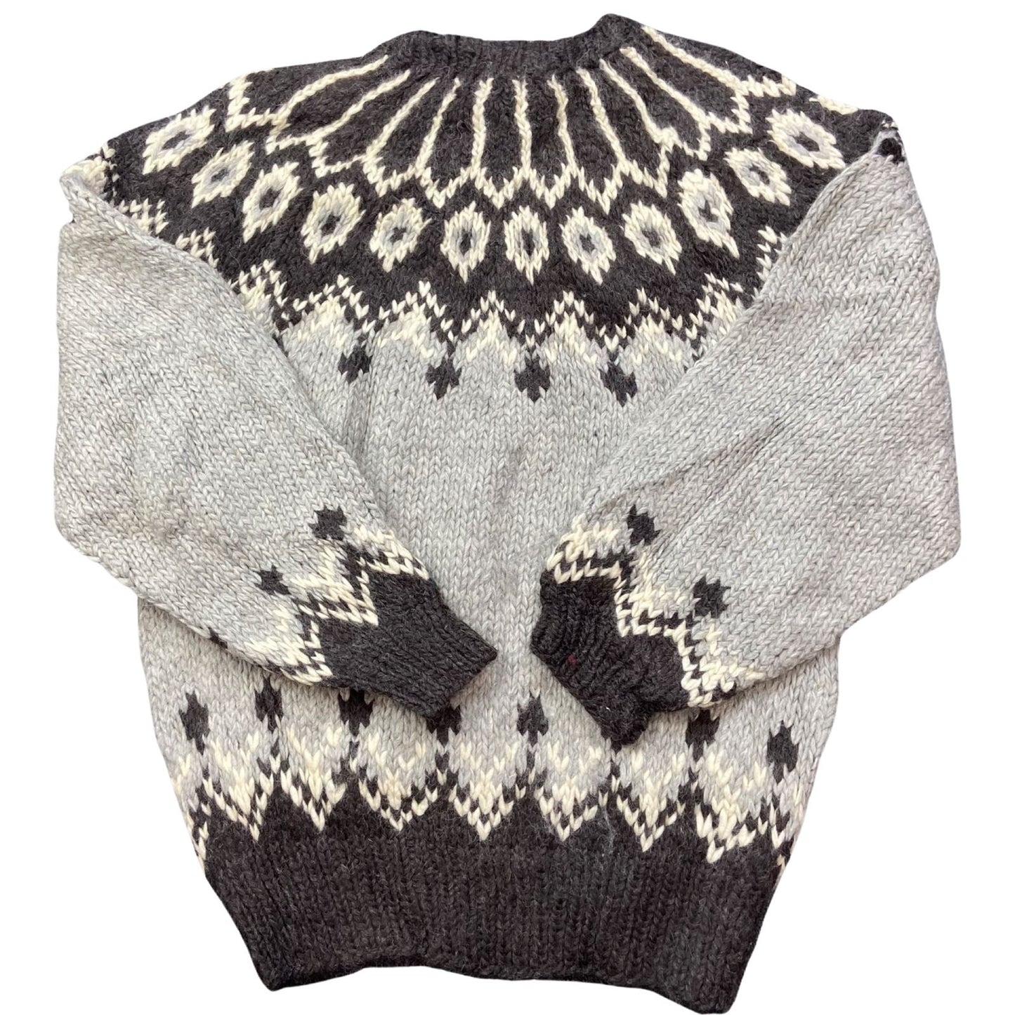 VTG ICELANDIC STYLE HANDKNIT JUMPER SWEATER SCANDINAVIAN NORWEGIAN 47” (44) L