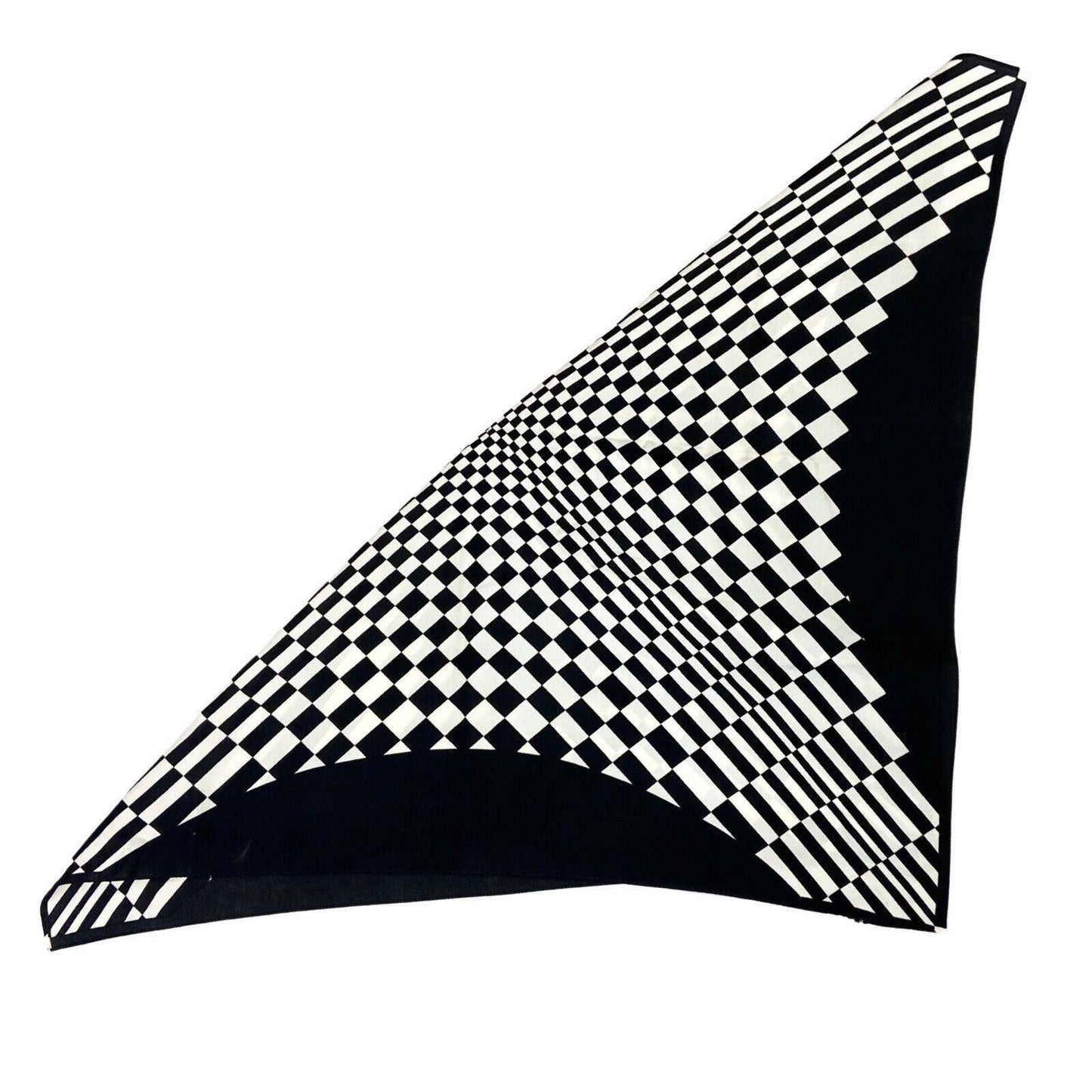 Vintage 90s Black White Square Geometric Optical Illusion Print Scarf