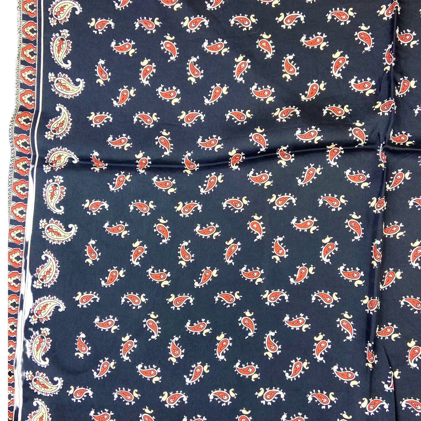 Vintage 70s 80s Black Red Paisley Print Scarf