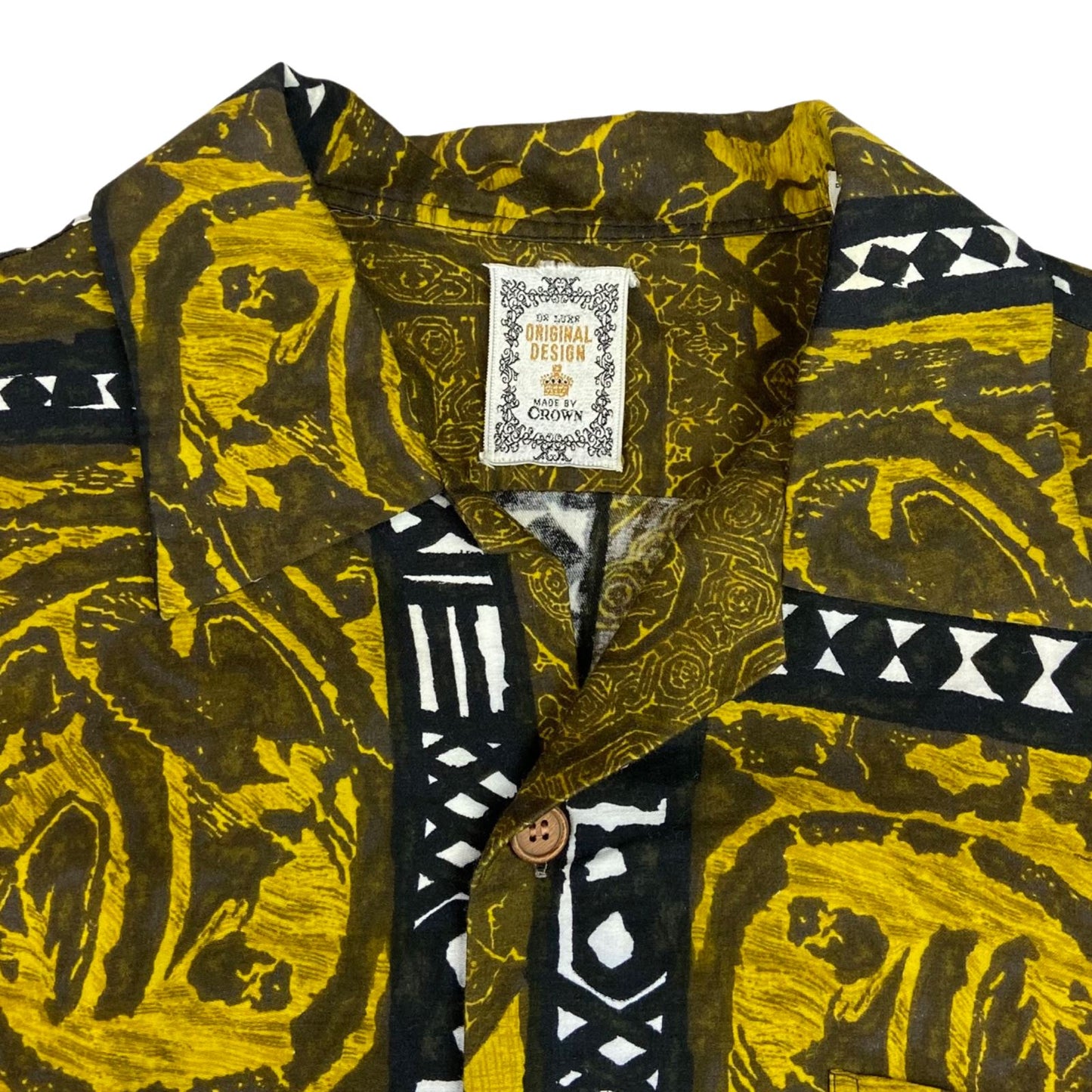 VTG 60s CROWN HAWAIIAN ALOHA SHIRT ROCKABILLY HOT ROD TIKI 43” (40) M
