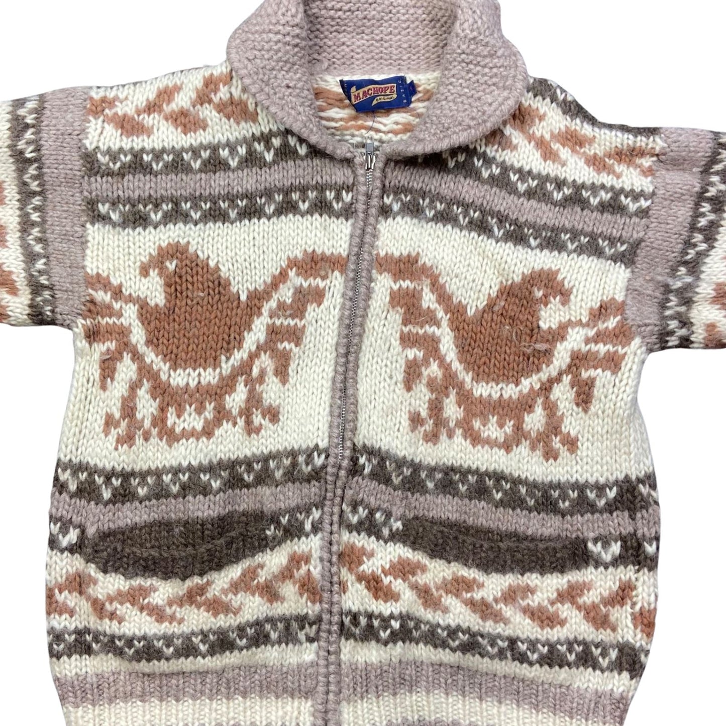 VTG NATIVE CANADIAN COWICHAN INDIAN STYLE CARDIGAN ROCKABILLY 43” (40) M