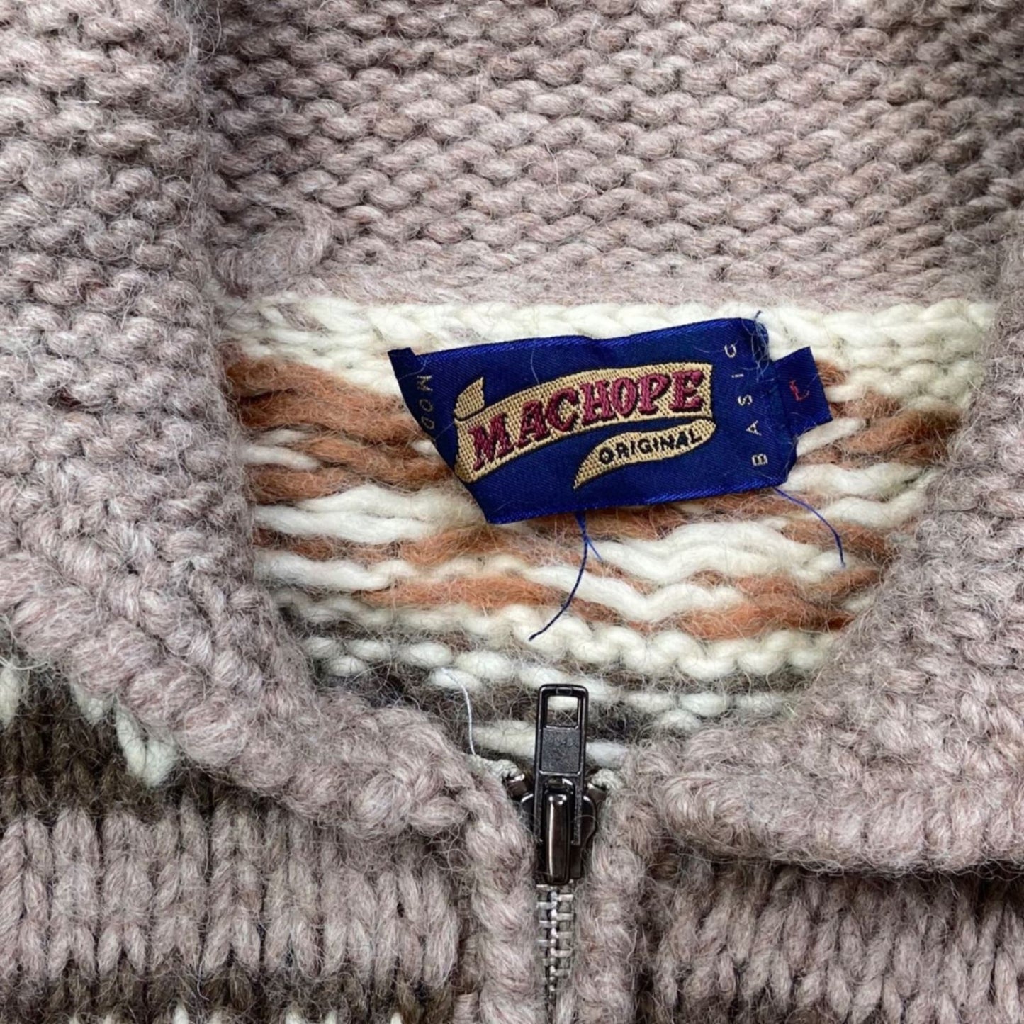 VTG NATIVE CANADIAN COWICHAN INDIAN STYLE CARDIGAN ROCKABILLY 43” (40) M