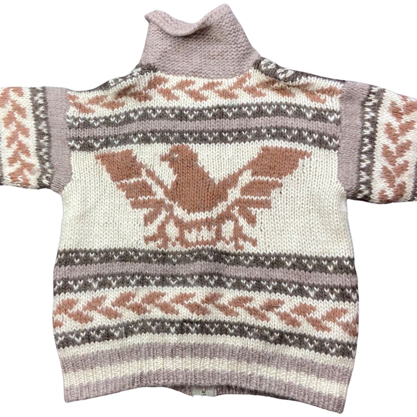 VTG NATIVE CANADIAN COWICHAN INDIAN STYLE CARDIGAN ROCKABILLY 43” (40) M