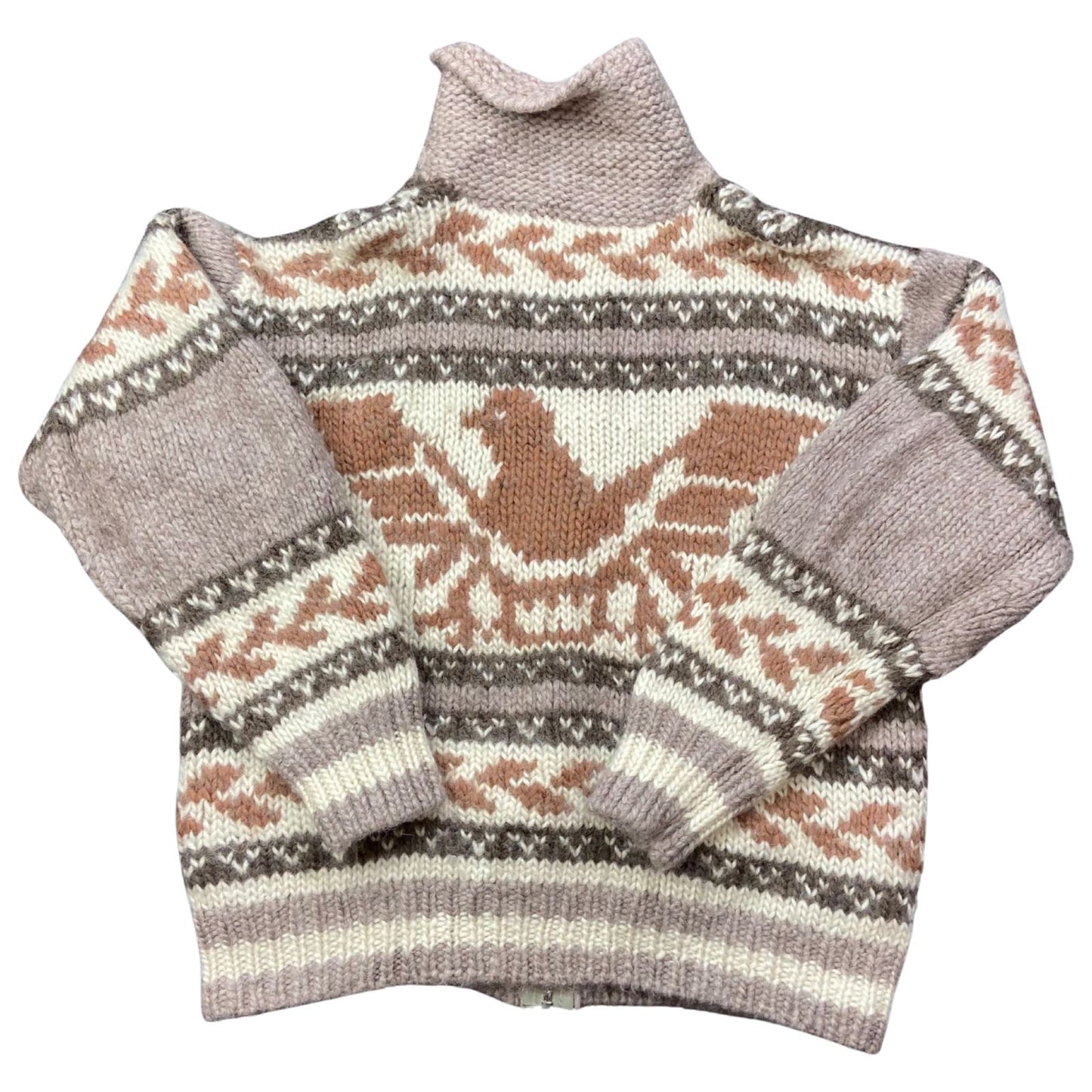 VTG NATIVE CANADIAN COWICHAN INDIAN STYLE CARDIGAN ROCKABILLY 43” (40) M