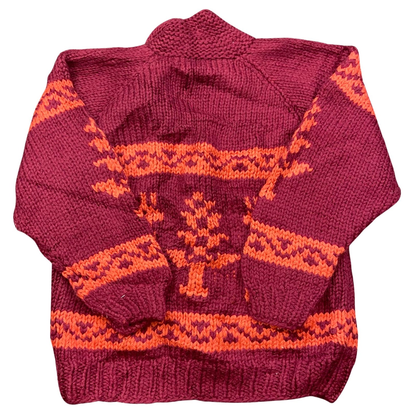 VTG NATIVE CANADIAN AMERICAN COWICHAN INDIAN HAND KNIT CARDIGAN 42” (38) M