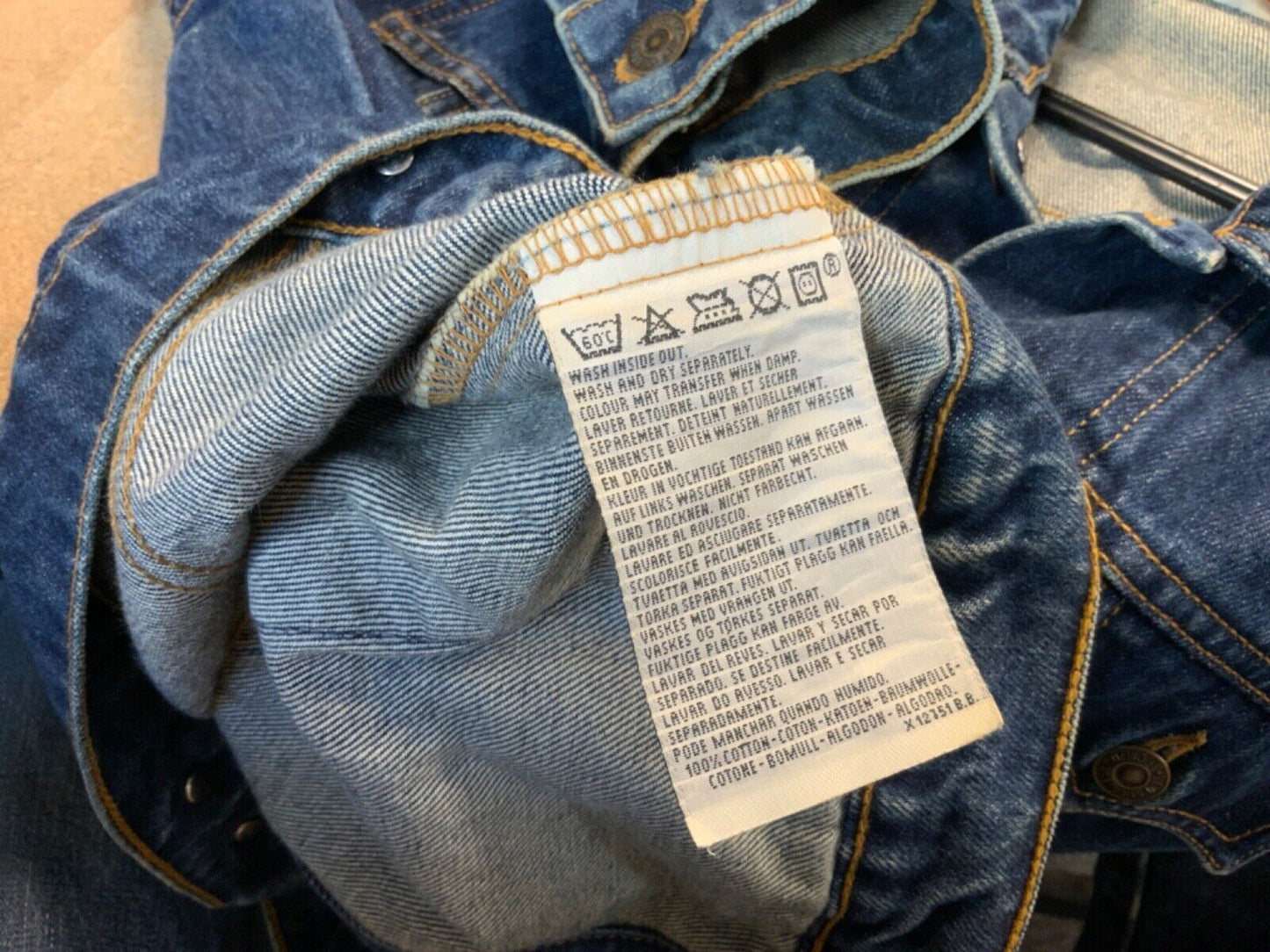 VTG 90s 70s LADIES REPLICA ORANGE TAB DENIM JACKET ROCKABILLY MOD 40” (36) S