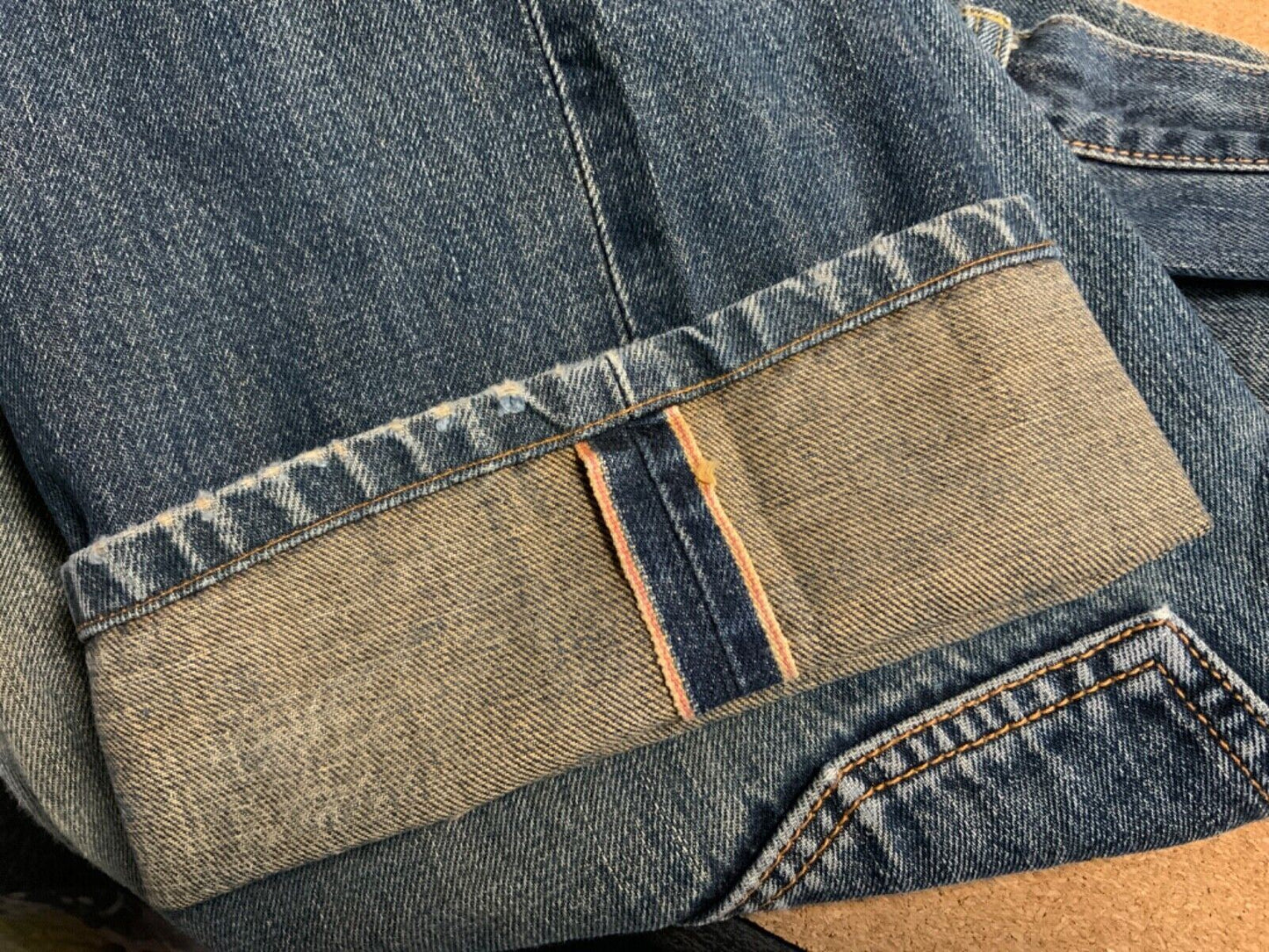VTG STYLE EDWIN 505X JAPANESE REDLINE SELVEDGE DISTRESSED JEANS 29” W 32”L