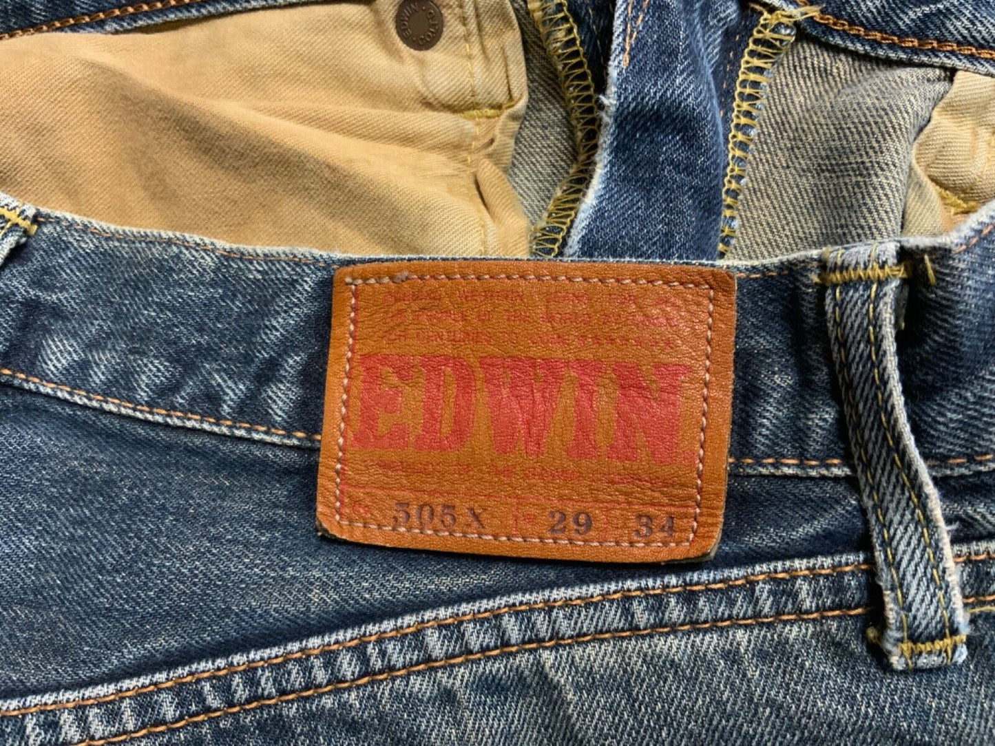 VTG STYLE EDWIN 505X JAPANESE REDLINE SELVEDGE DISTRESSED JEANS 29” W 32”L