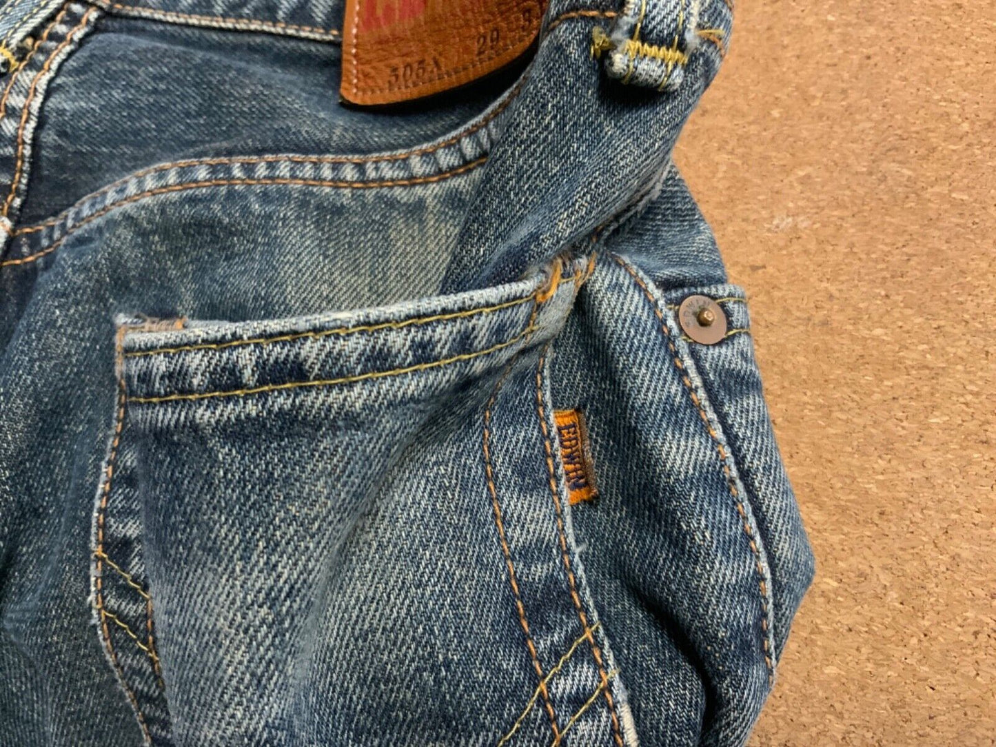 VTG STYLE EDWIN 505X JAPANESE REDLINE SELVEDGE DISTRESSED JEANS 29” W 32”L
