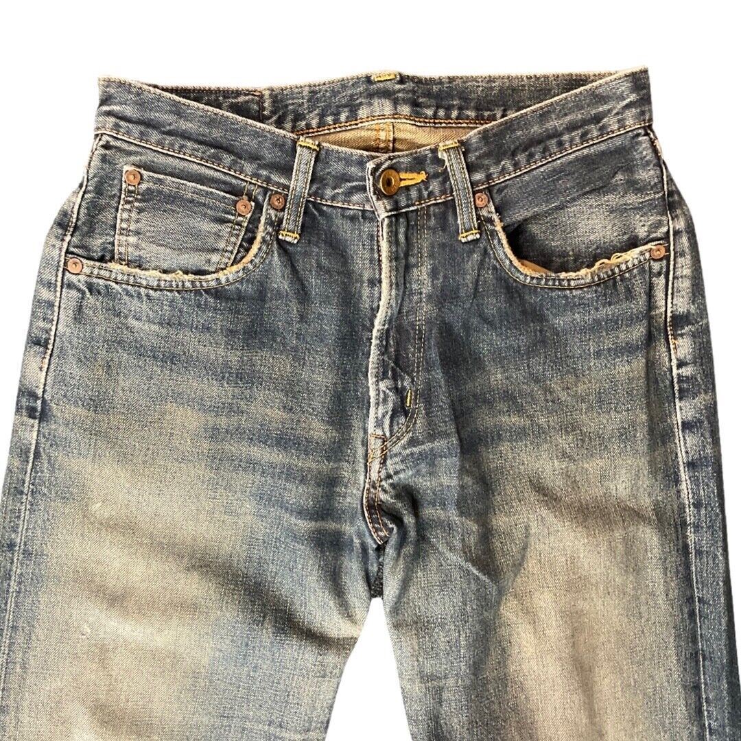 VTG STYLE EDWIN 505X JAPANESE REDLINE SELVEDGE DISTRESSED JEANS 29” W 32”L