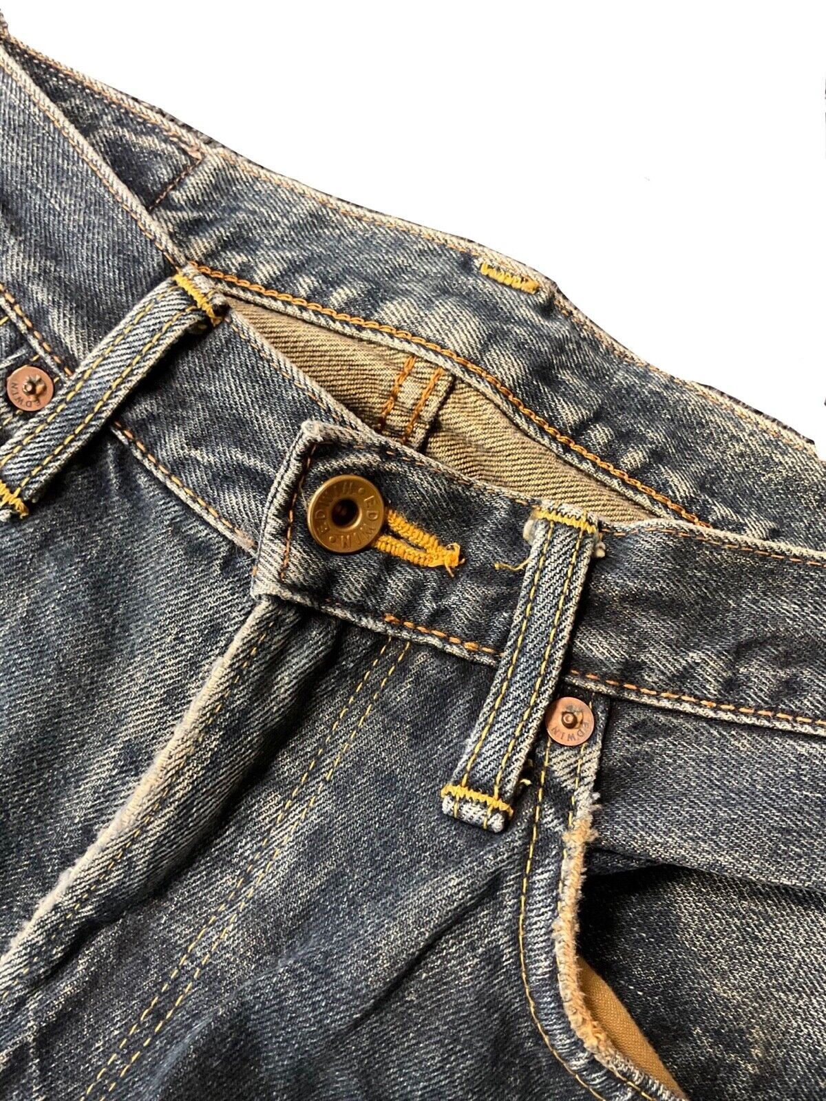 VTG STYLE EDWIN 505X JAPANESE REDLINE SELVEDGE DISTRESSED JEANS 29” W 32”L