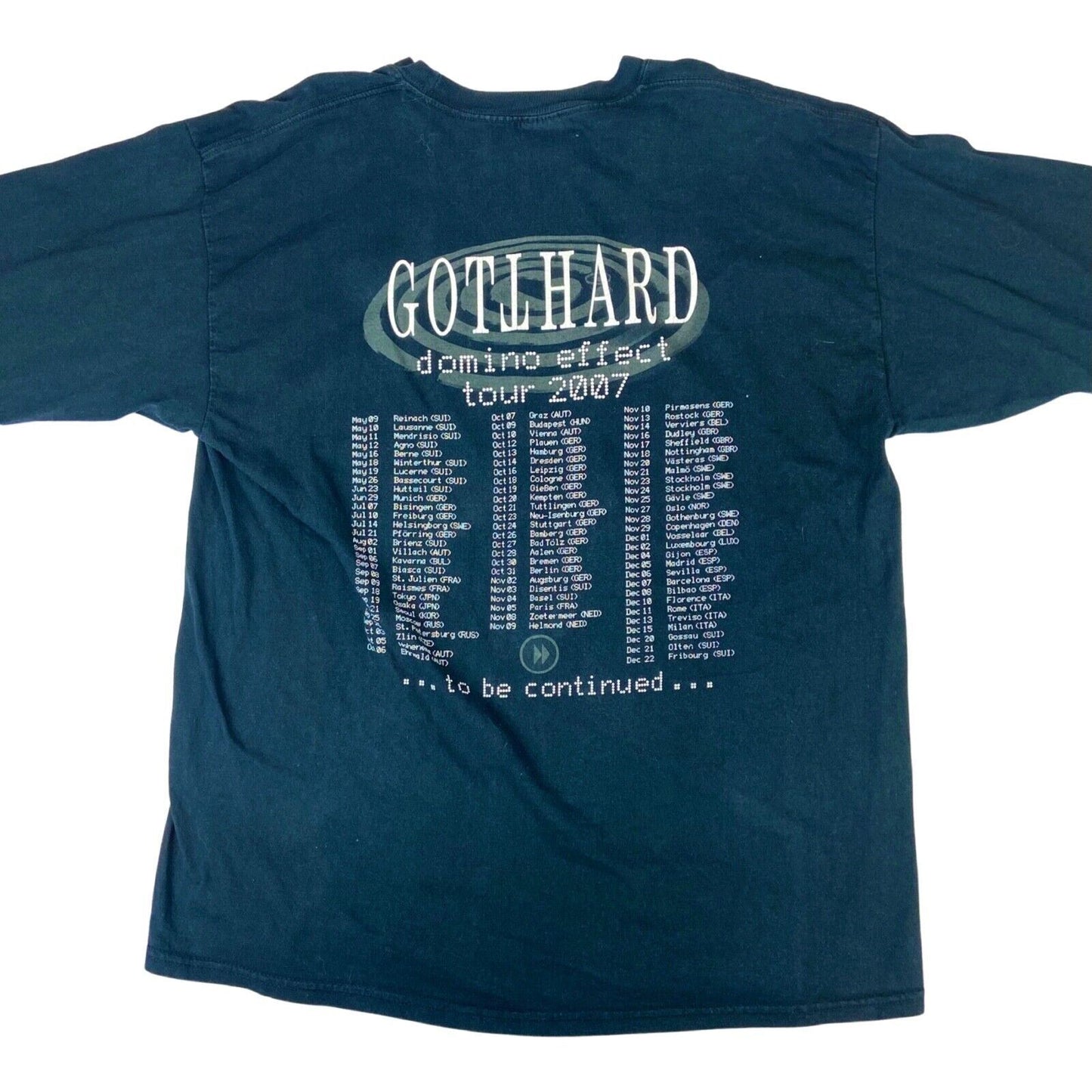 Preloved 2007 Black Gotthard Long Sleeved Graphic T-Shirt Hard Rock Merch XL