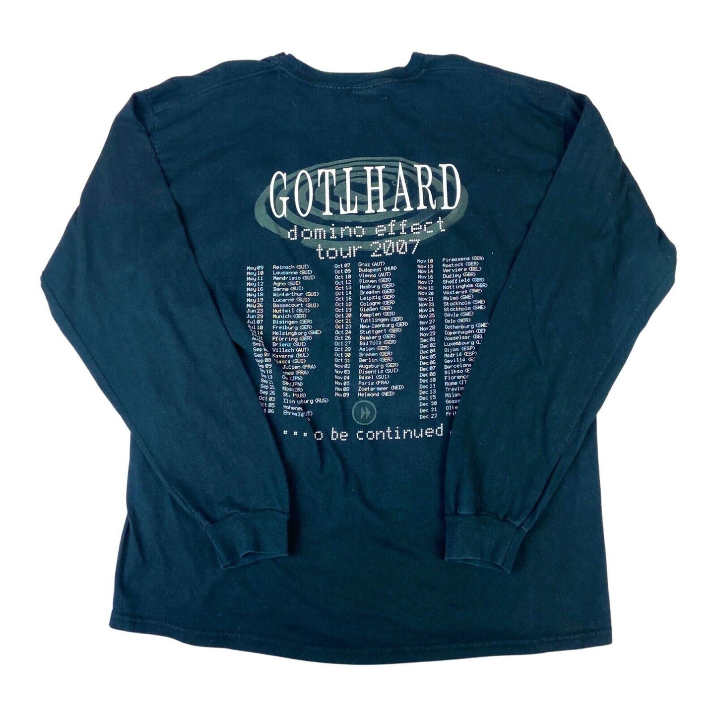 Preloved 2007 Black Gotthard Long Sleeved Graphic T-Shirt Hard Rock Merch XL