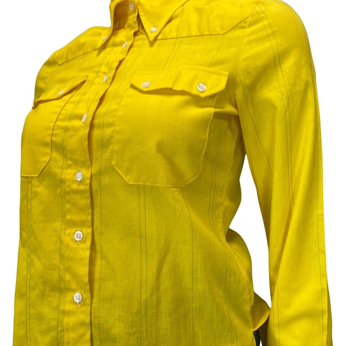 Vintage 90s 70s Style Yellow Cacharel Button Down Blouse 8 10 S