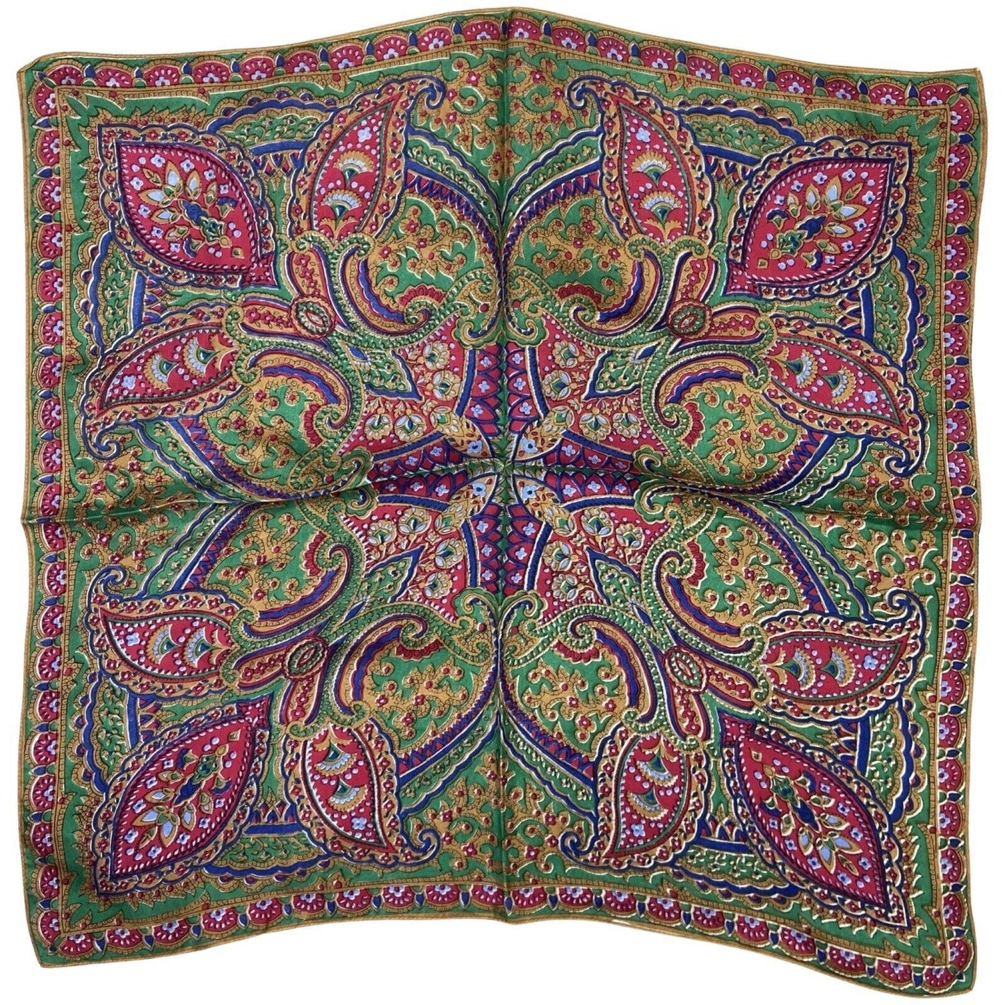 Vintage 90s 00s Pink Green Blue Paisley Floral Print Scarf