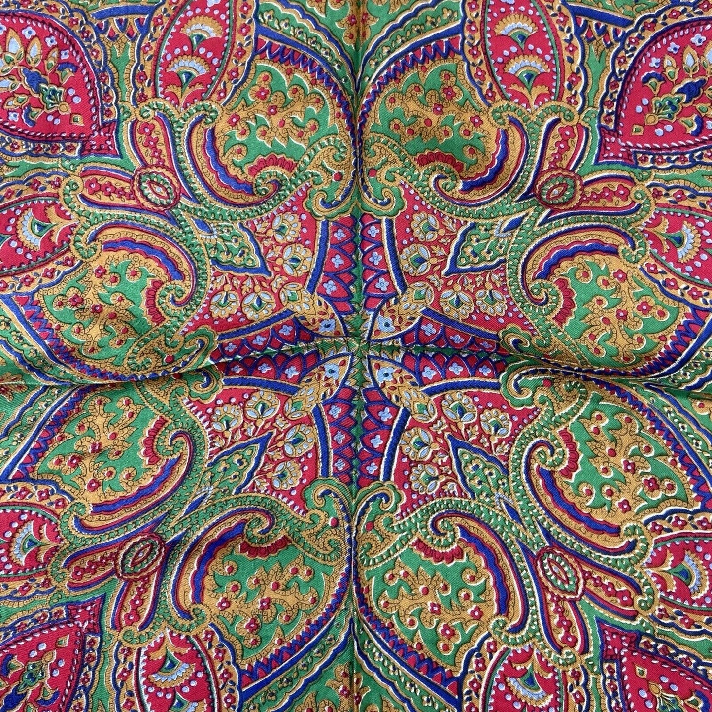 Vintage 90s 00s Pink Green Blue Paisley Floral Print Scarf