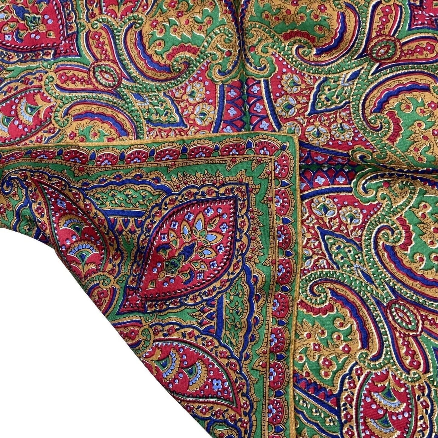Vintage 90s 00s Pink Green Blue Paisley Floral Print Scarf