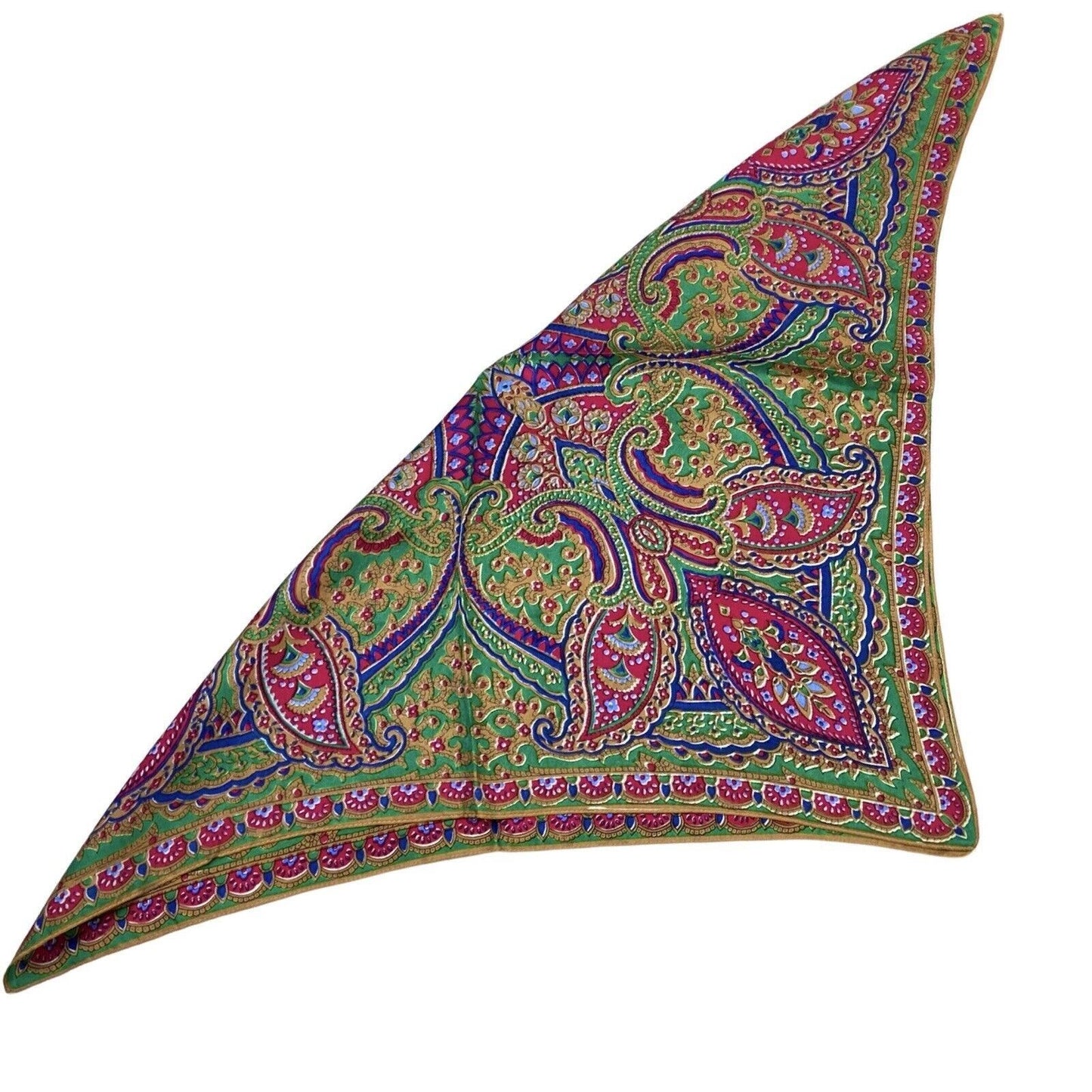 Vintage 90s 00s Pink Green Blue Paisley Floral Print Scarf