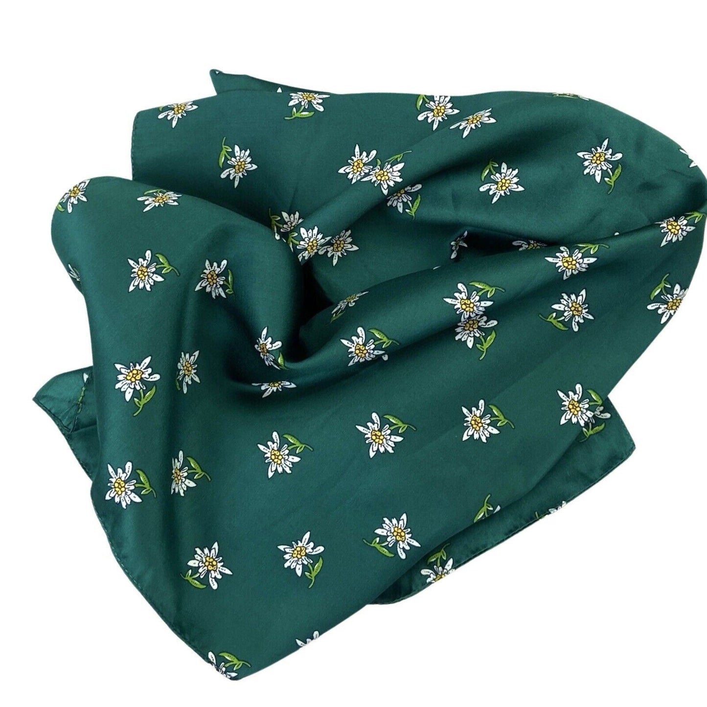 Vintage 90s 00s Dark Green Floral Print Pattered Scarf