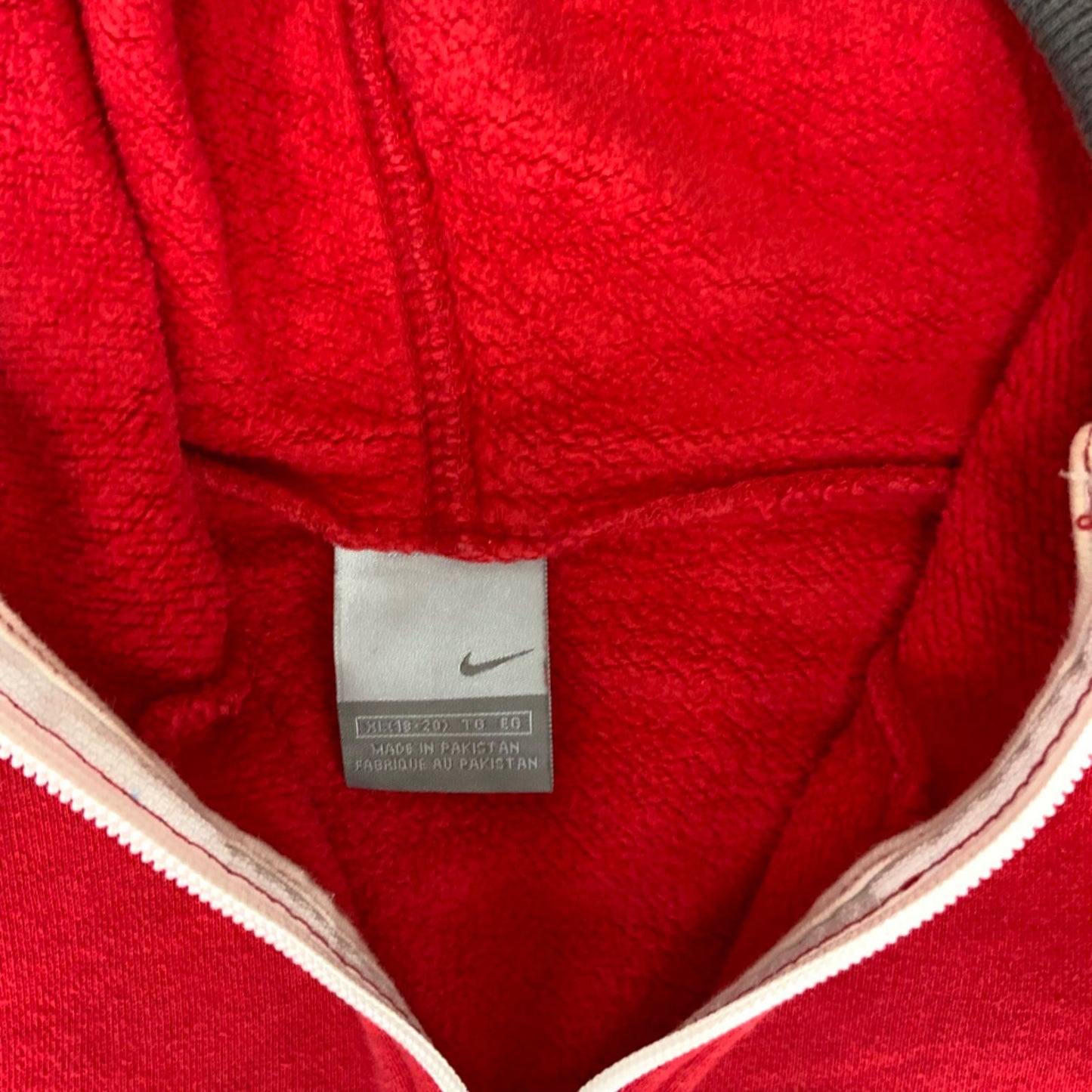 Vintage 00s Red Grey Nike Hooded Quarter Zip Jumper Swoosh Hoodie M