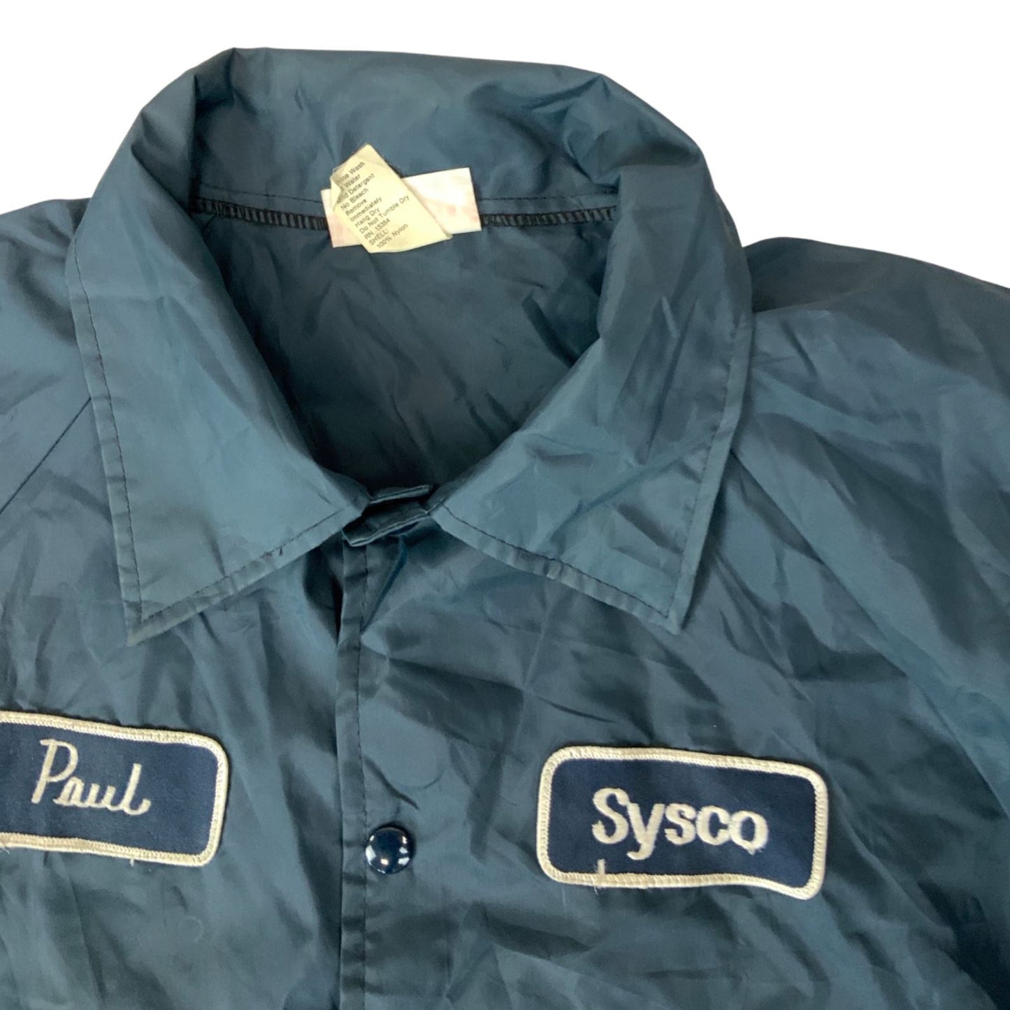 VTG 1970s SYSCO PAUL HARTWELL USA NYLON WORKWEAR JACKET WINDBREAKER SURFER 44” L
