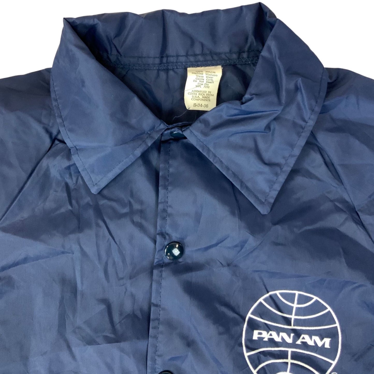 VTG 1970s PAN AM AIRWAYS NYLON WORKWEAR JACKET SURFER WINDBREAKER 36” S