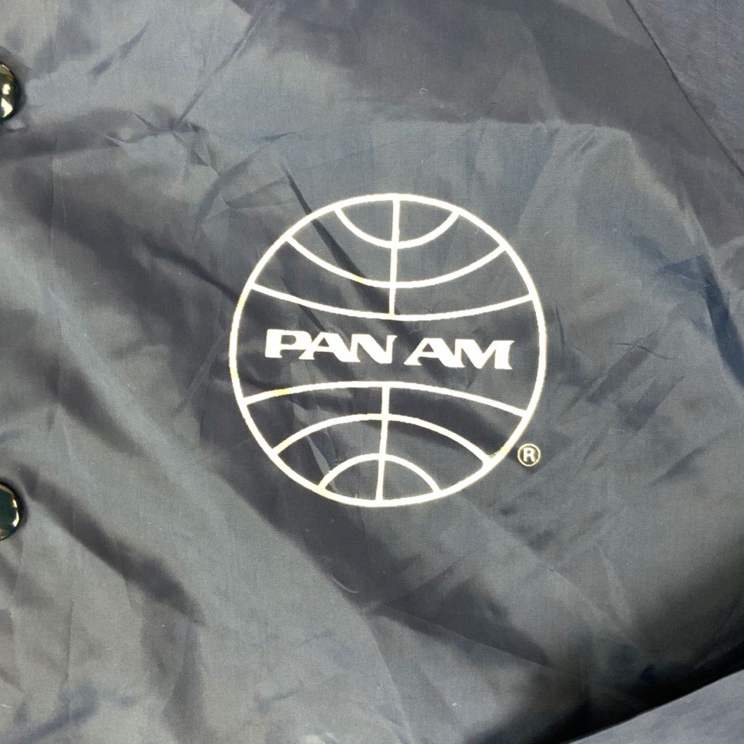 VTG 1970s PAN AM AIRWAYS NYLON WORKWEAR JACKET SURFER WINDBREAKER 36” S