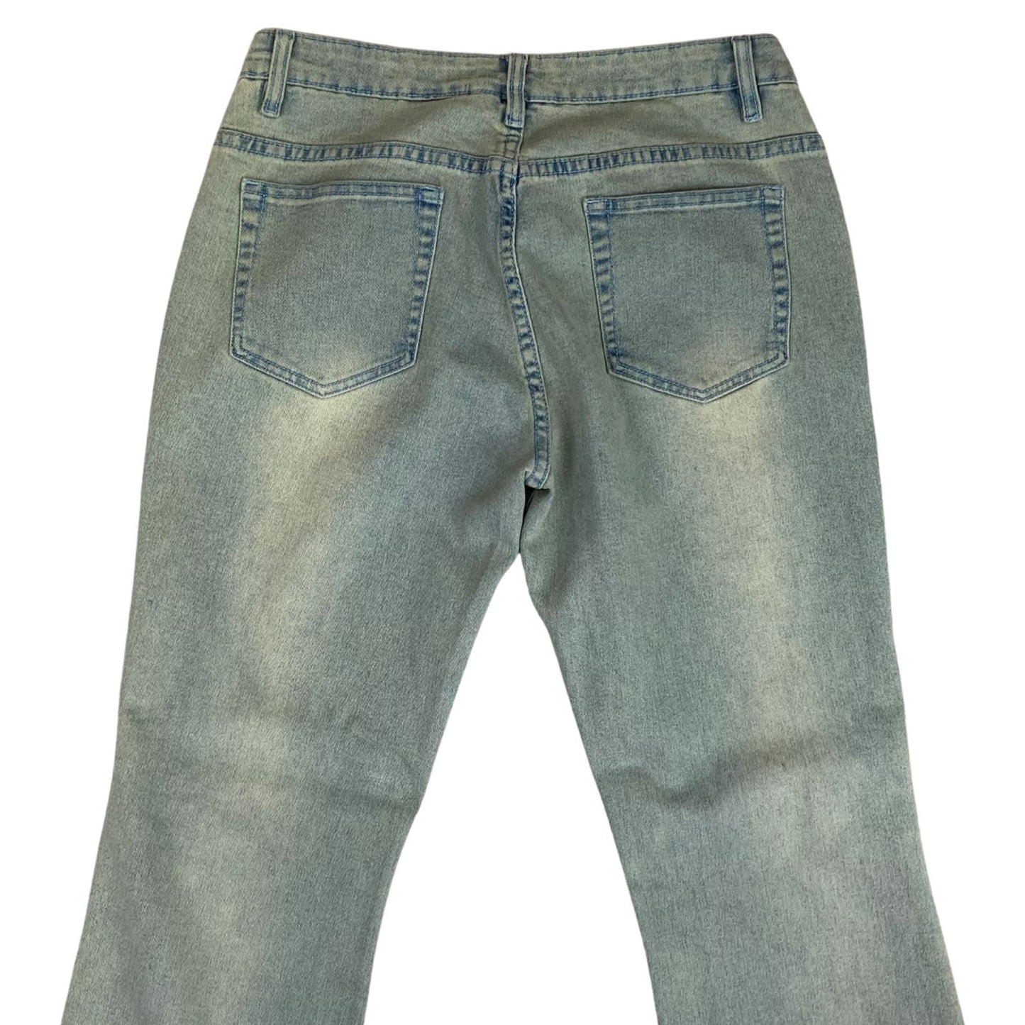 Vintage 90s Y2K Light Wash Embellished Sequin Denim Flared Bootcut Jeans 10 12 M