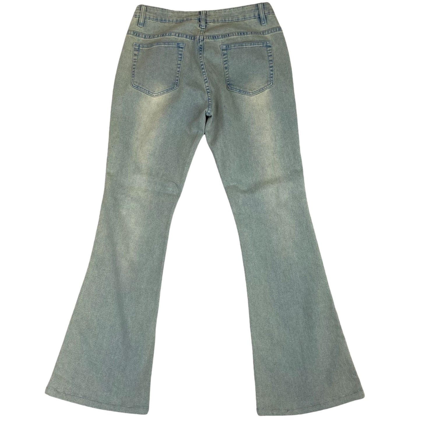 Vintage 90s Y2K Light Wash Embellished Sequin Denim Flared Bootcut Jeans 10 12 M