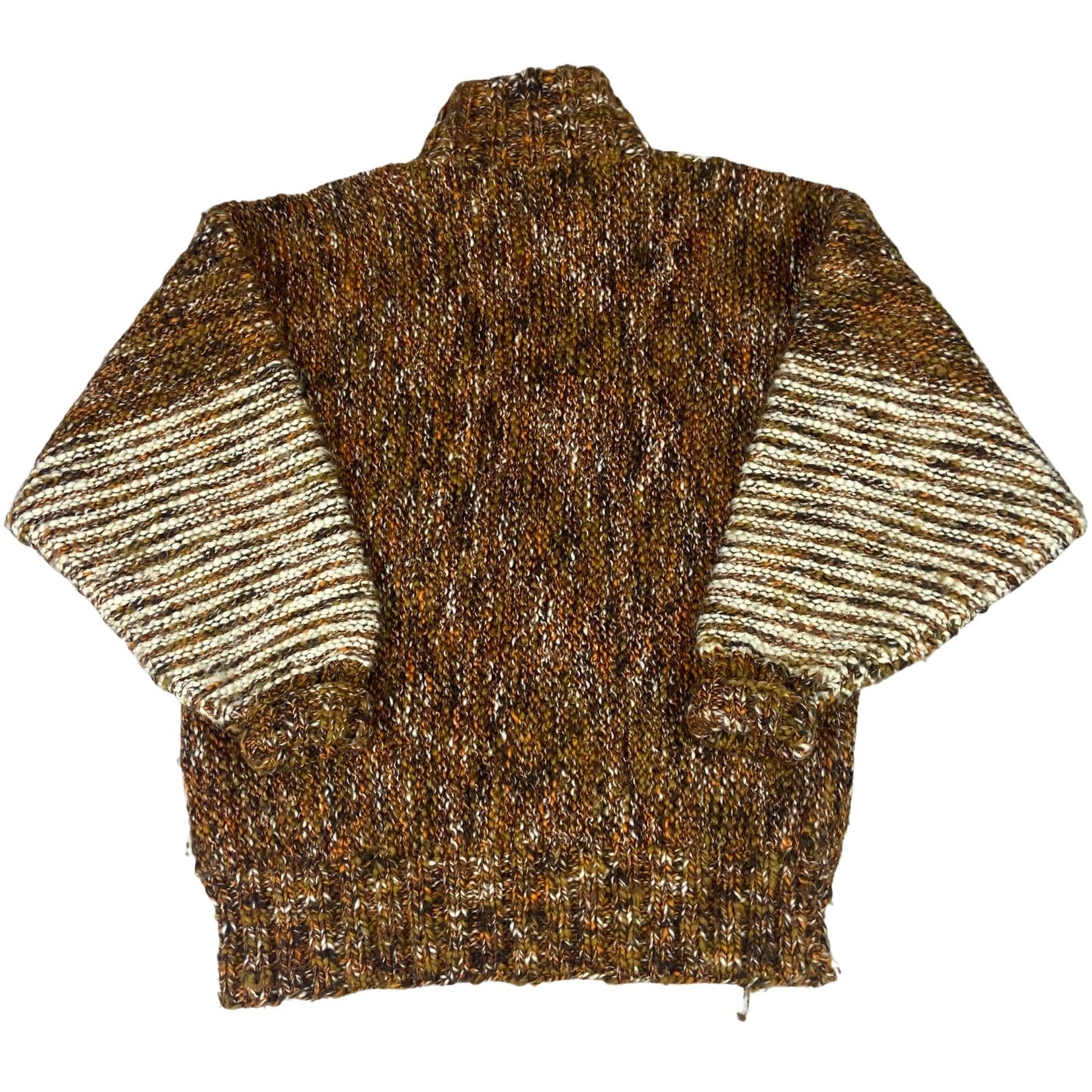 VTG 70s USA HAND KNIT WOOL TALON ZIP JUMPER CARDIGAN HIPPY SWEATER FESTIVAL 40”M