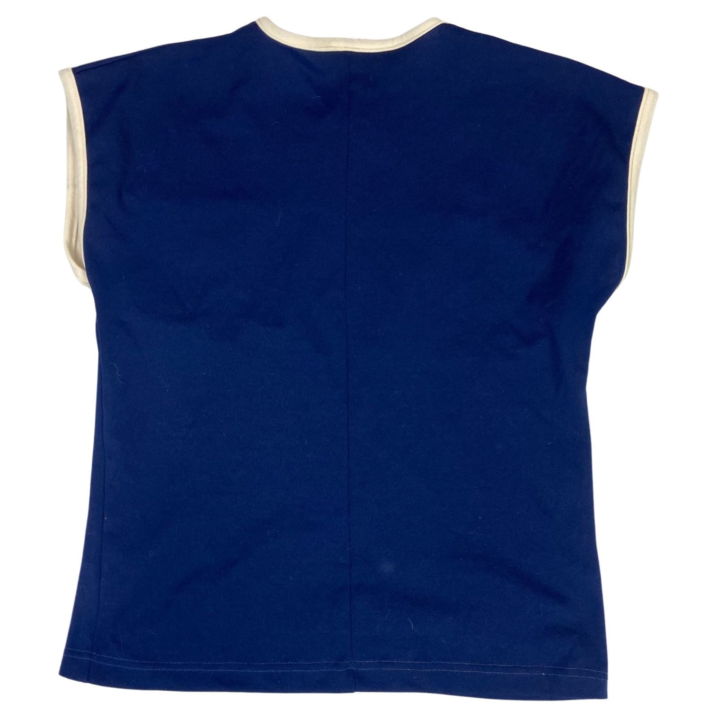 Vintage 80s Navy Blue Cream Button Front Tank Top 8 10 S